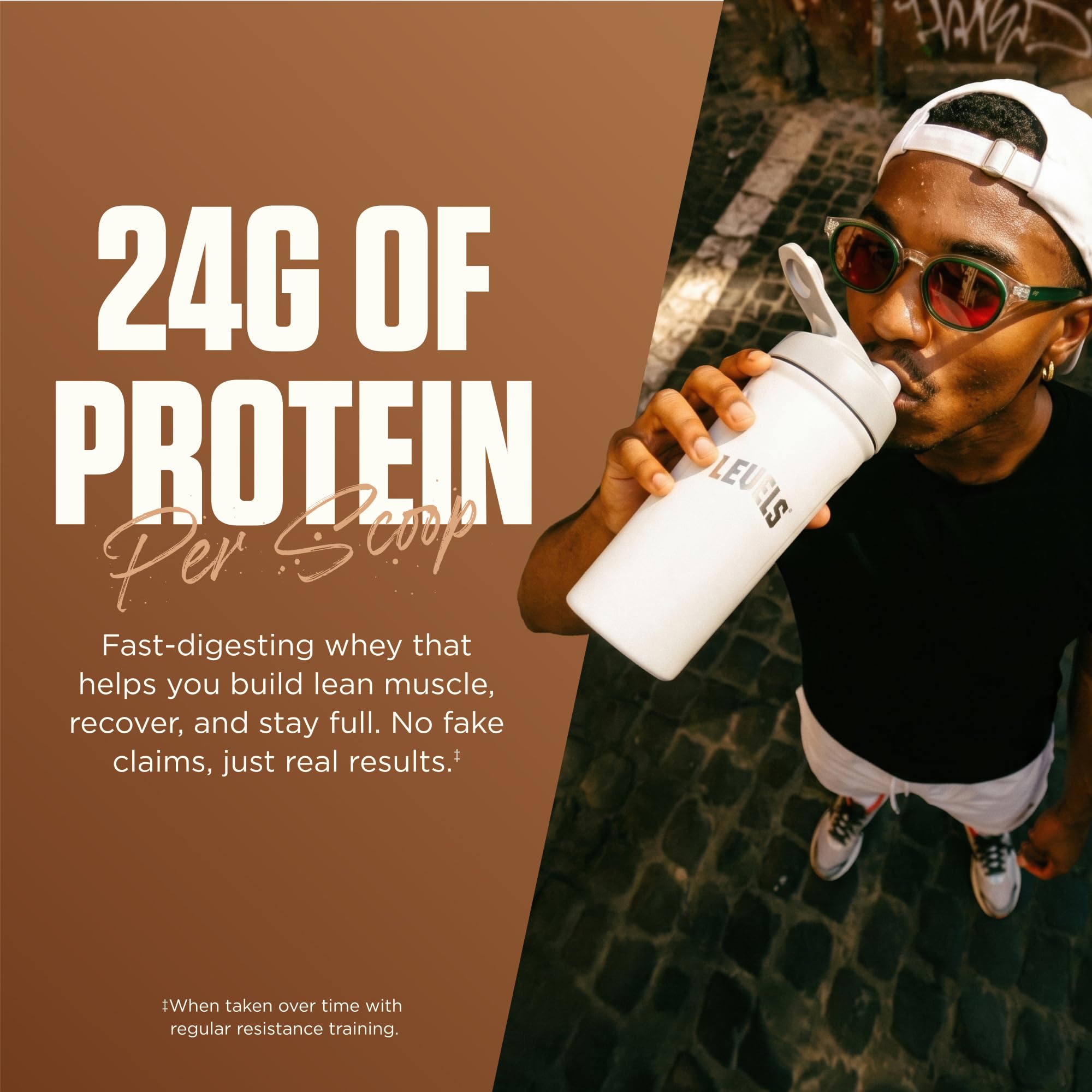 Levels Whey cacao prensado en frío, sabor natural y sin artificiales