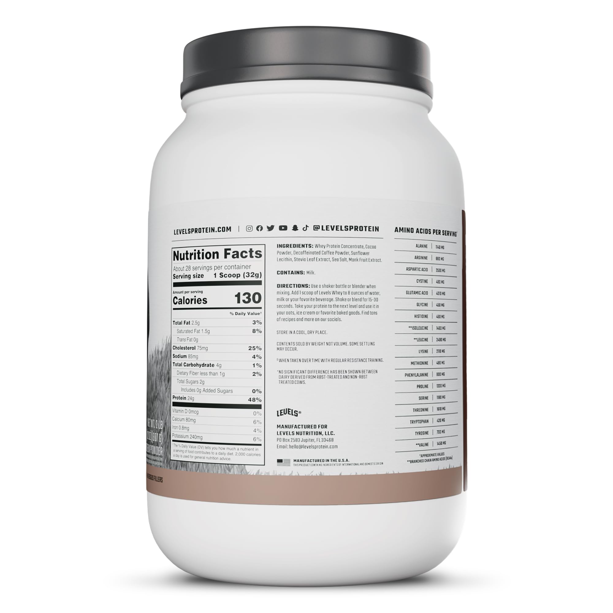 Levels Whey uso en entrenamiento en gimnasio, sugiere recuperación práctica