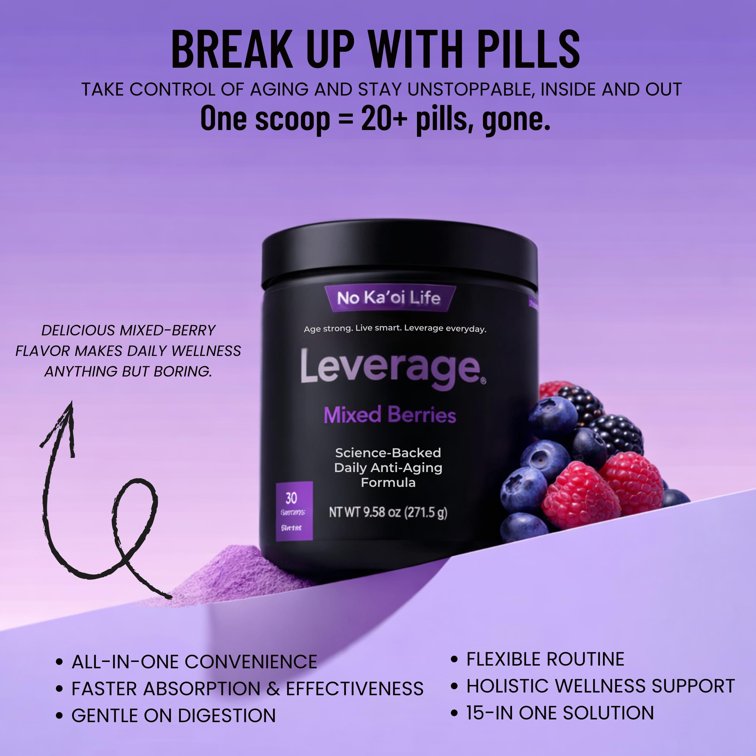 Leverage cucharada con polvo para servicio y preparación rápida