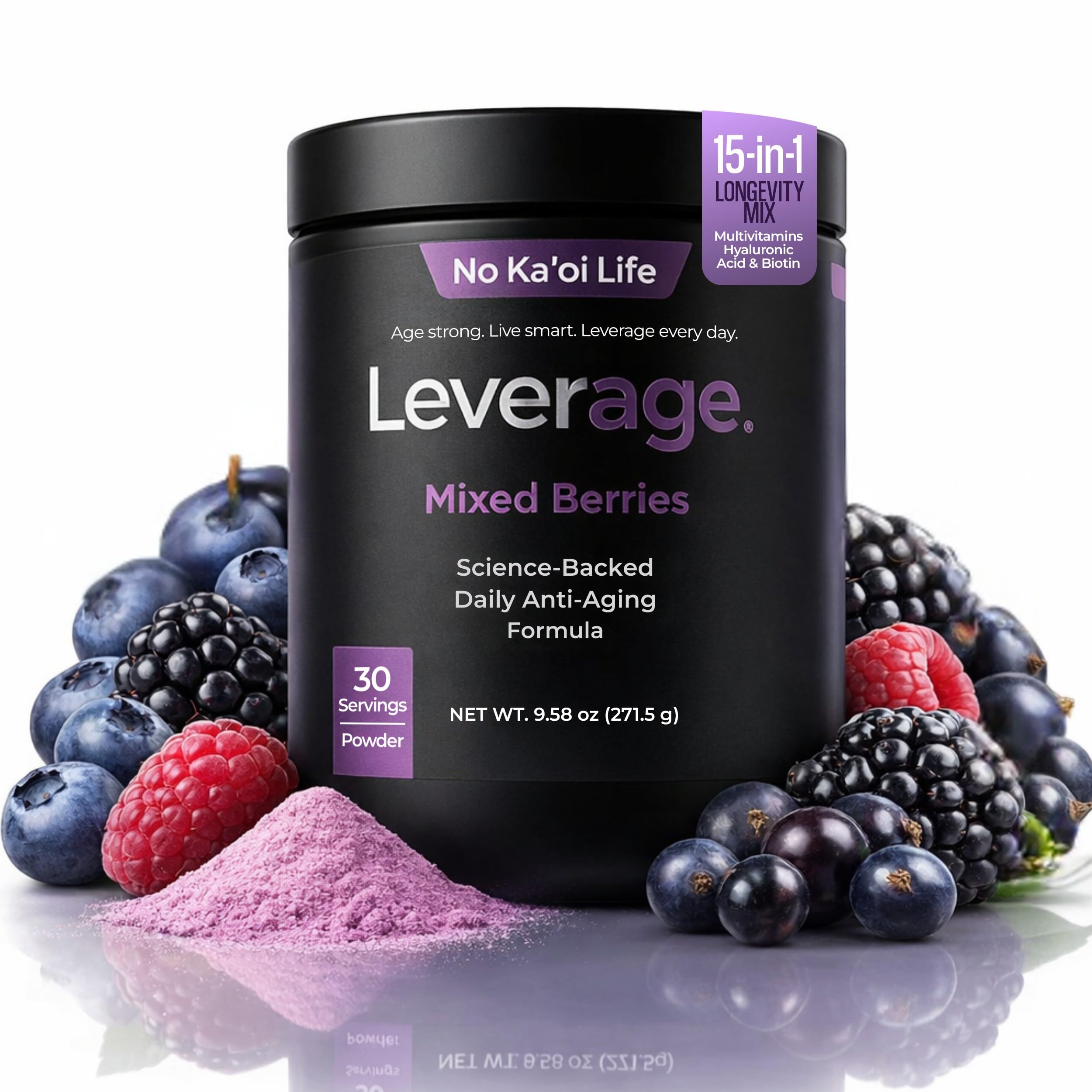 Leverage frente del empaque mostrando diseño y beneficios visibles