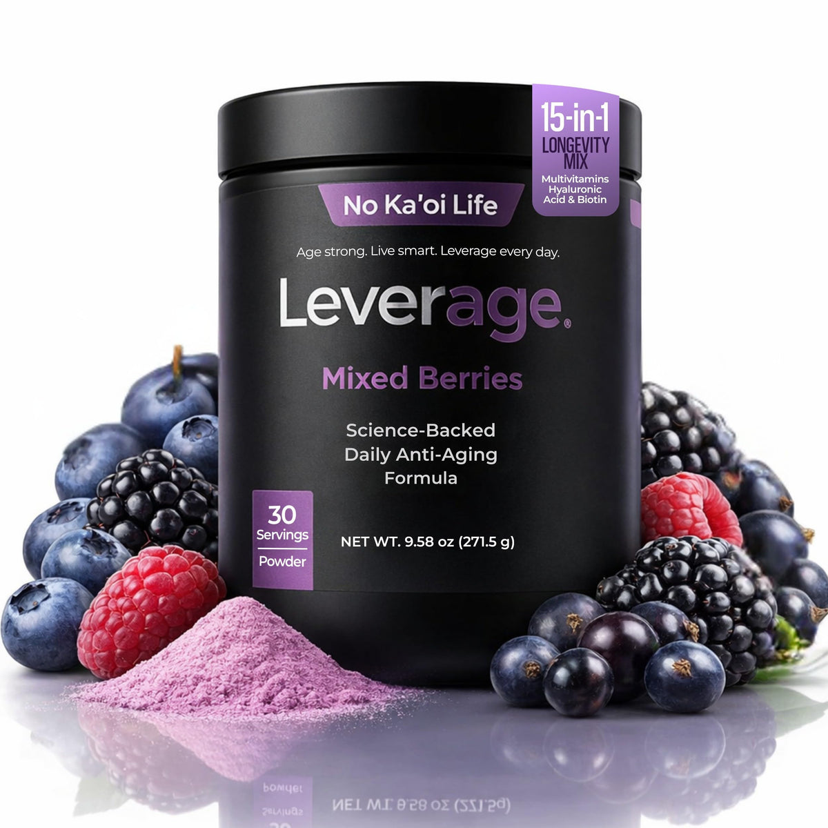 Leverage frente del empaque mostrando diseño y beneficios visibles