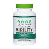 Leviathan Wellness frasco frontal que muestra etiqueta y beneficio de apoyo masculino