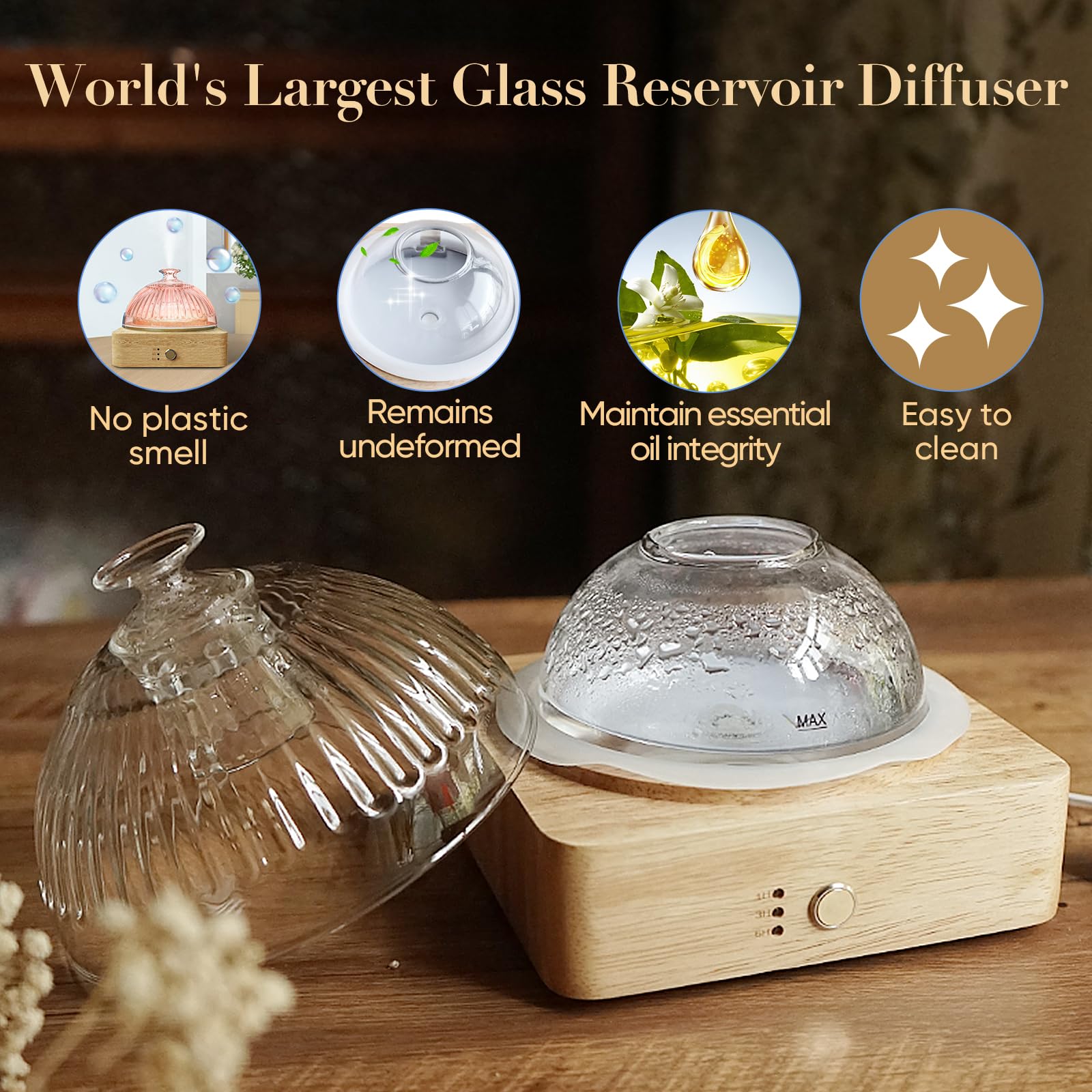 Levoair detalle de la base de madera que aporta durabilidad y calidez