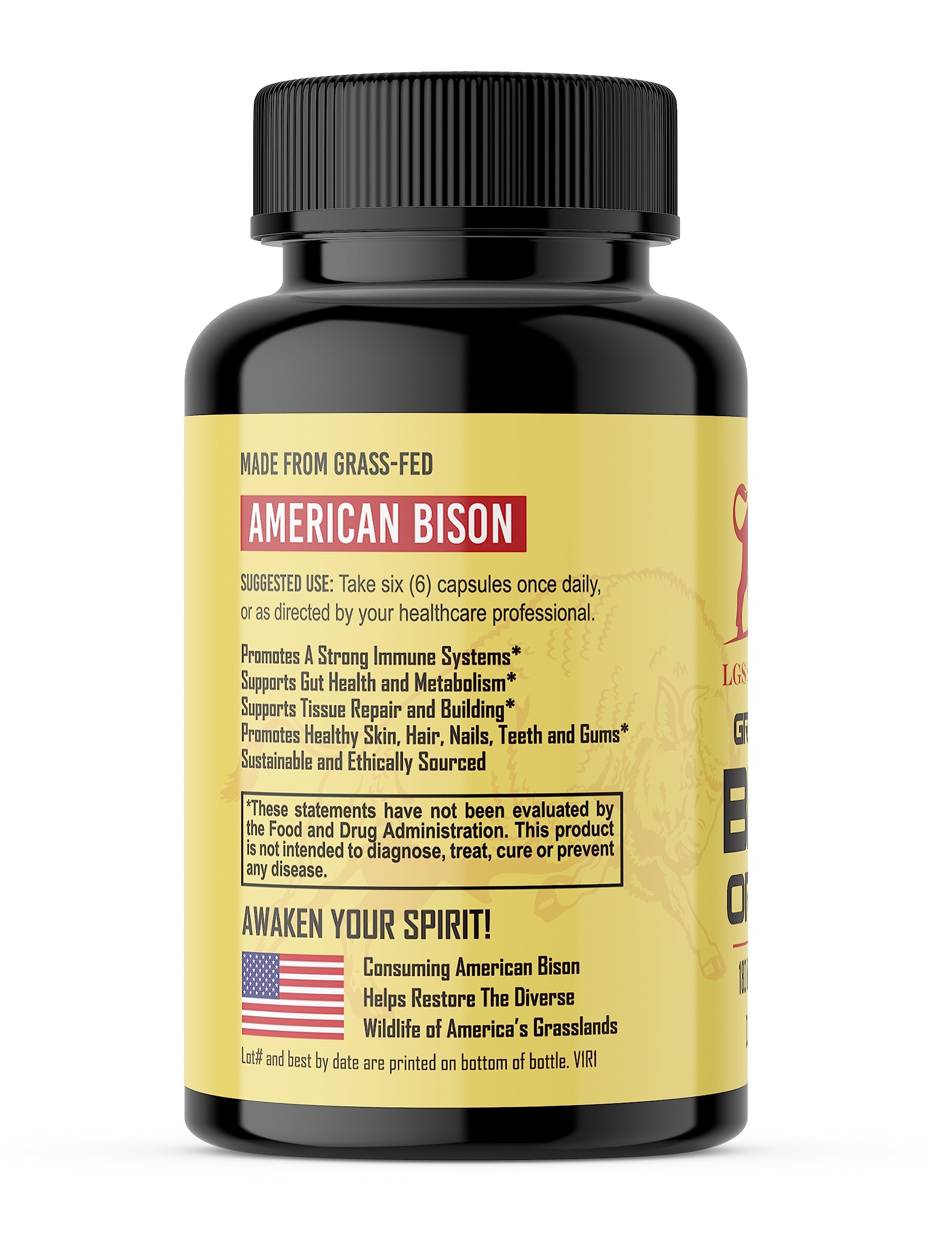 LGS Supplements paisaje con bisontes pastando, origen grass-fed y natural
