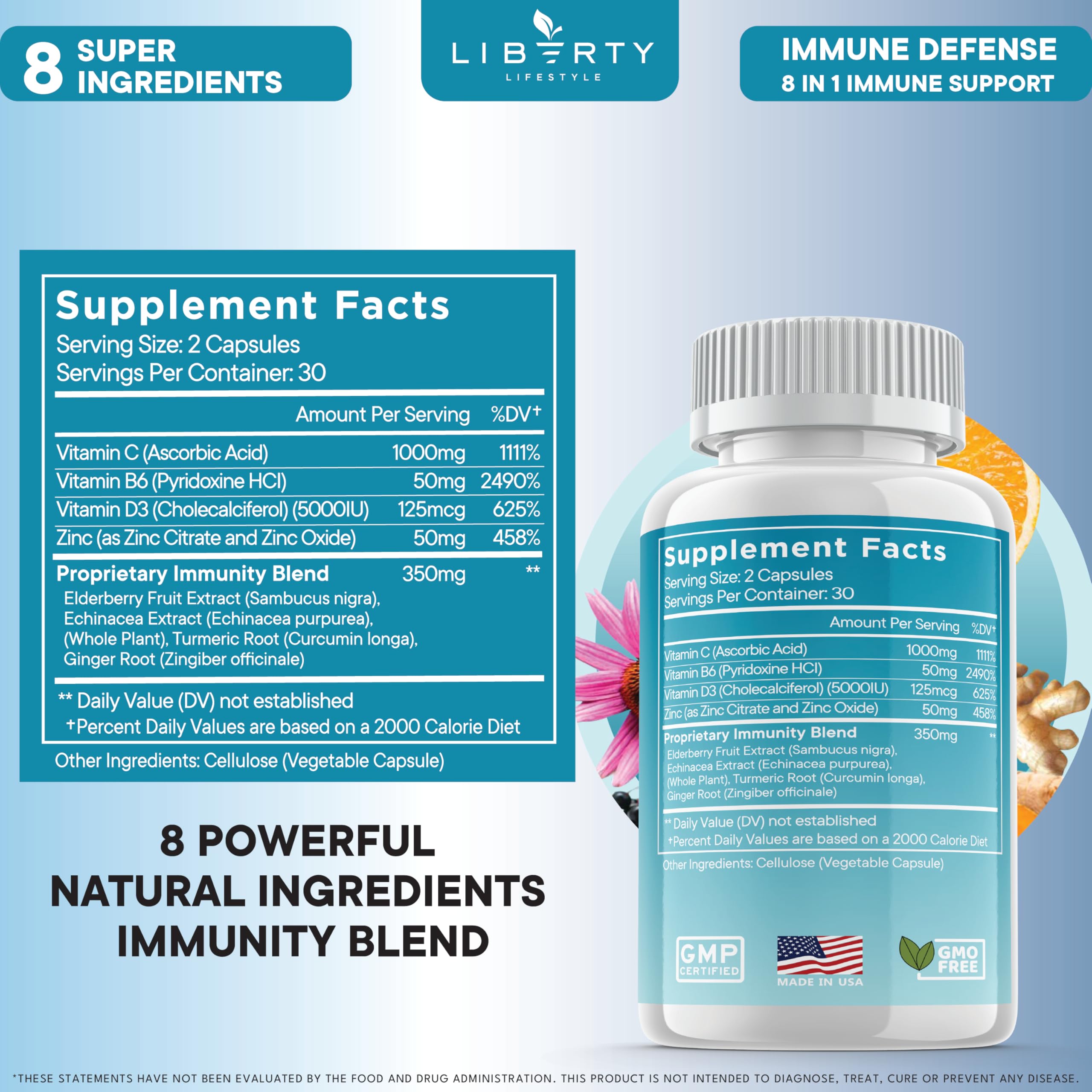 Liberty Lifestyle etiqueta nutricional en primer plano detallando dosis y composición clara