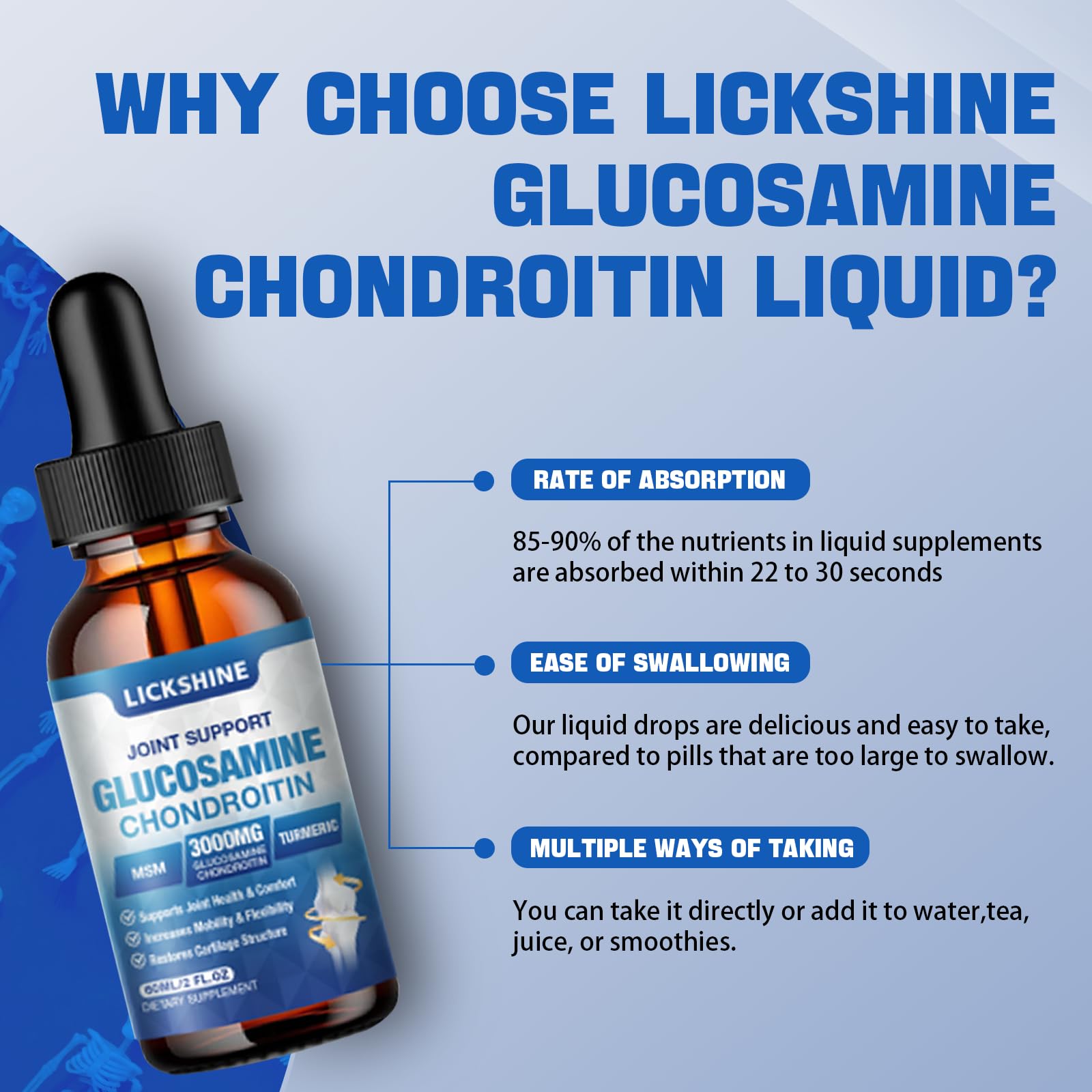 Lickshine primer plano de ingredientes como boswellia y hyaluronato con enfoque en formulación avanzada