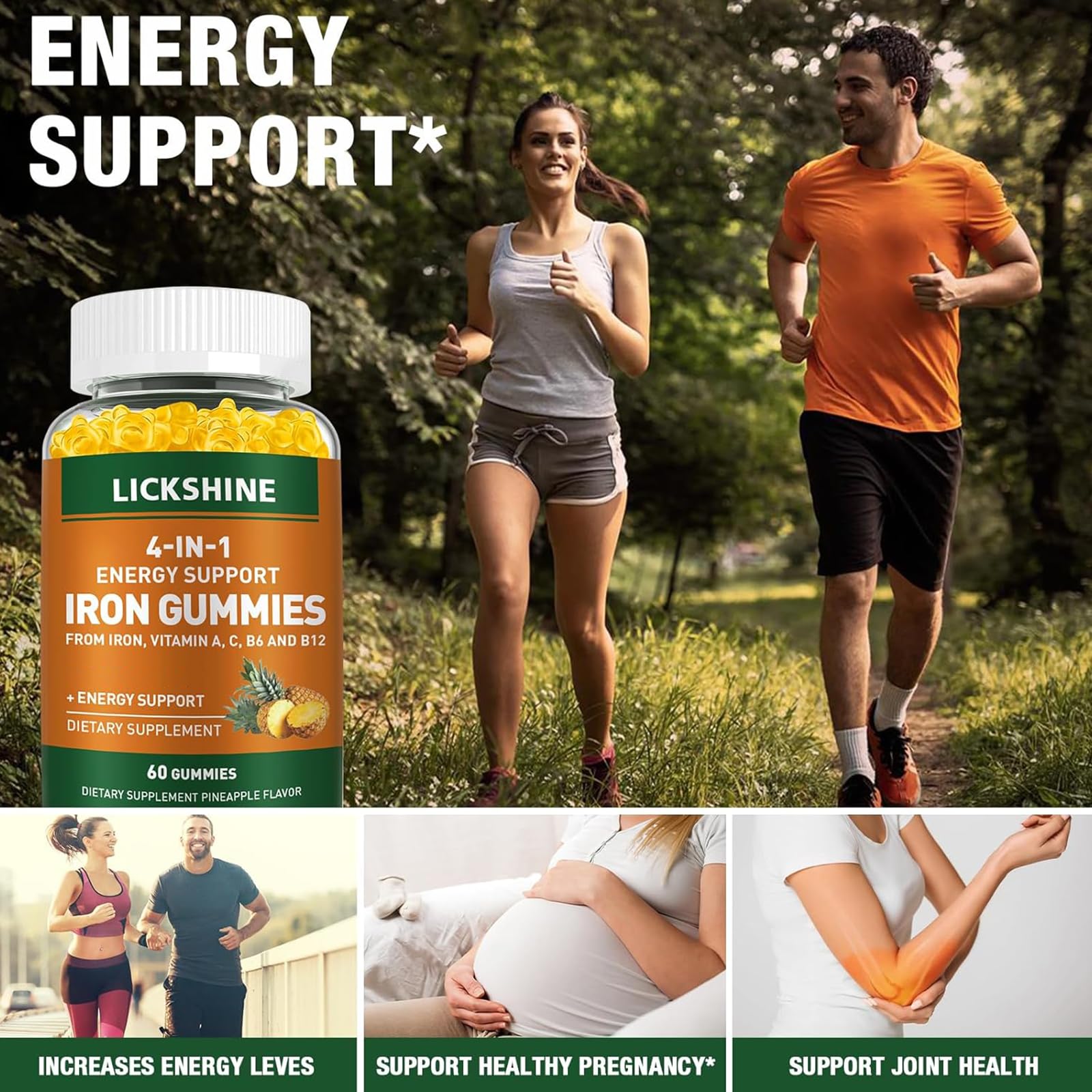 lickshine etiqueta nutricional, información de hierro y vitaminas clara