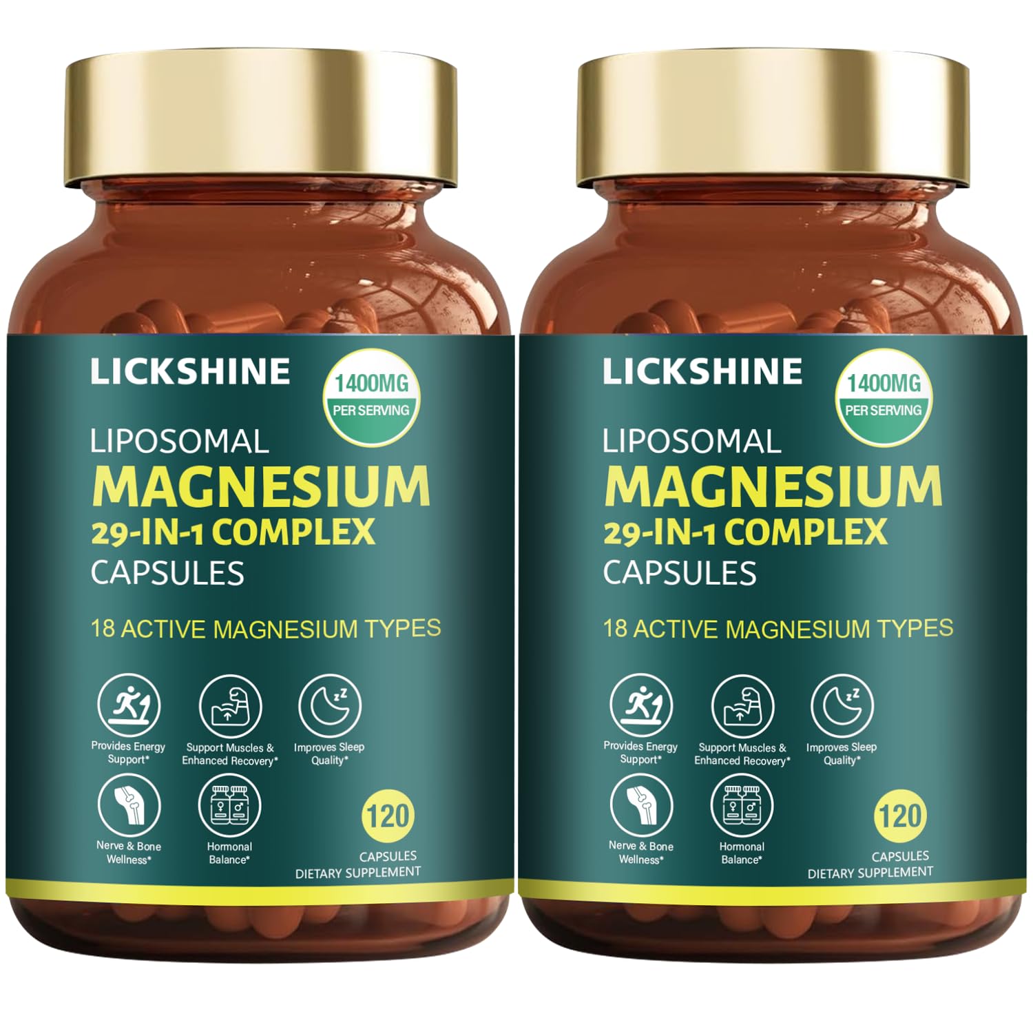 lickshine envase frontal mostrando 29‑in‑1 y 240 cápsulas para uso diario
