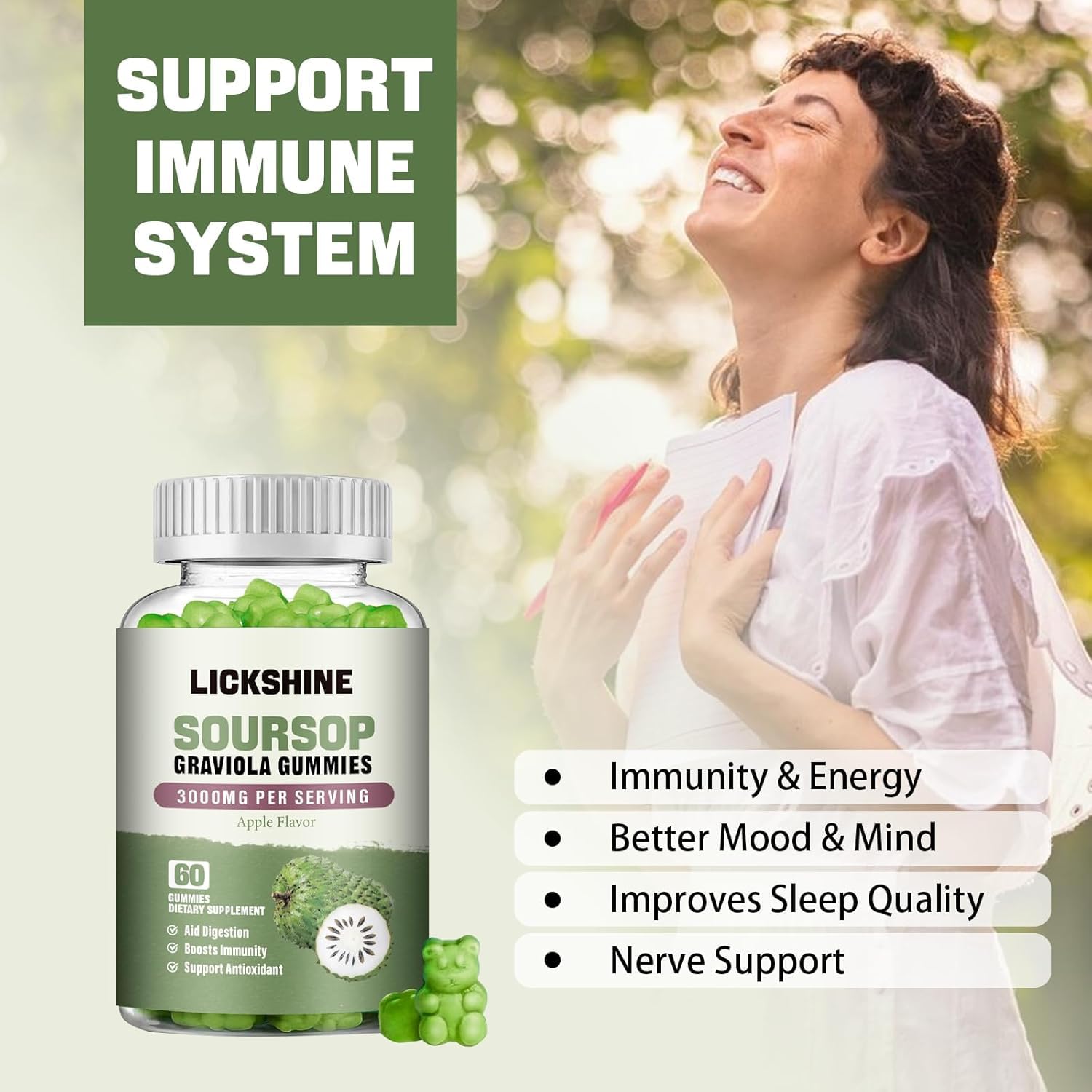 lickshine gomita en mano para ver tamaño y facilidad de consumo