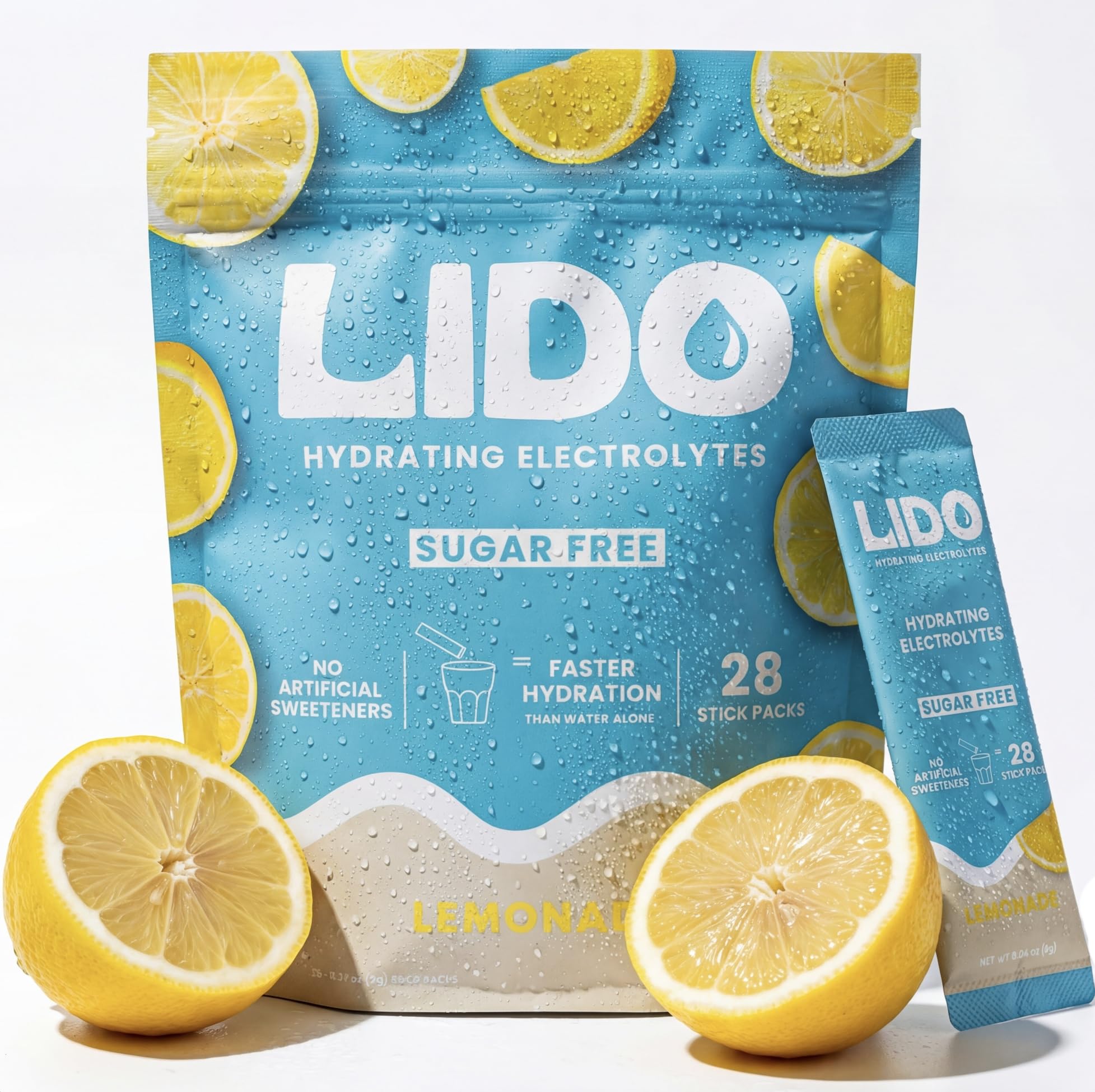 LIDO envase frontal del pack de 28 sticks mostrando diseño y beneficios