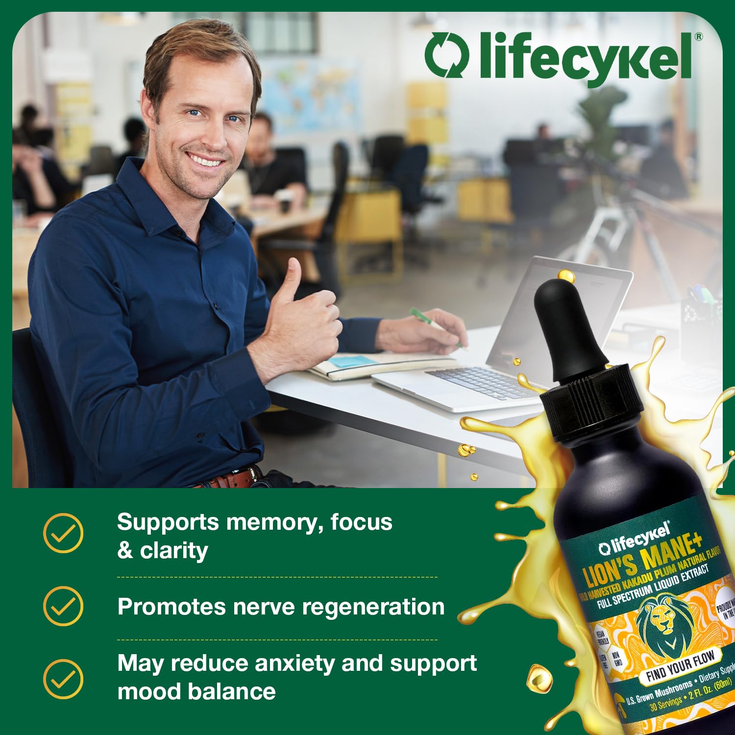 Life Cykel etiqueta con lista de ingredientes orgánicos y pureza