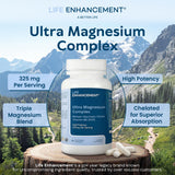 Life Enhancement primer plano de la etiqueta con ingredientes y dosis legibles