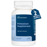 Life Enhancement frasco frontal de potasio 120 cápsulas información clara