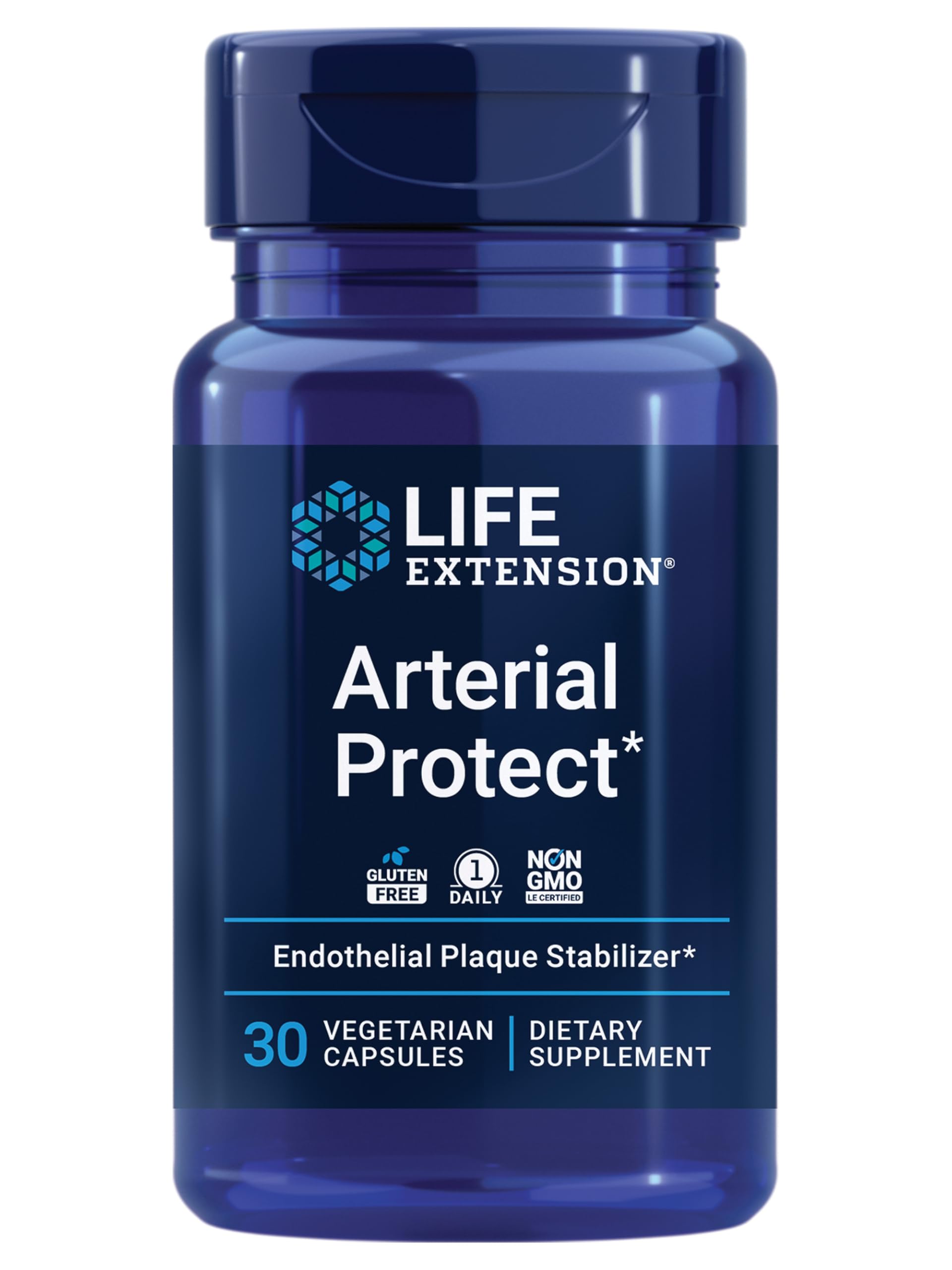 Life Extension envase frontal de Arterial Protect mostrando etiqueta clara