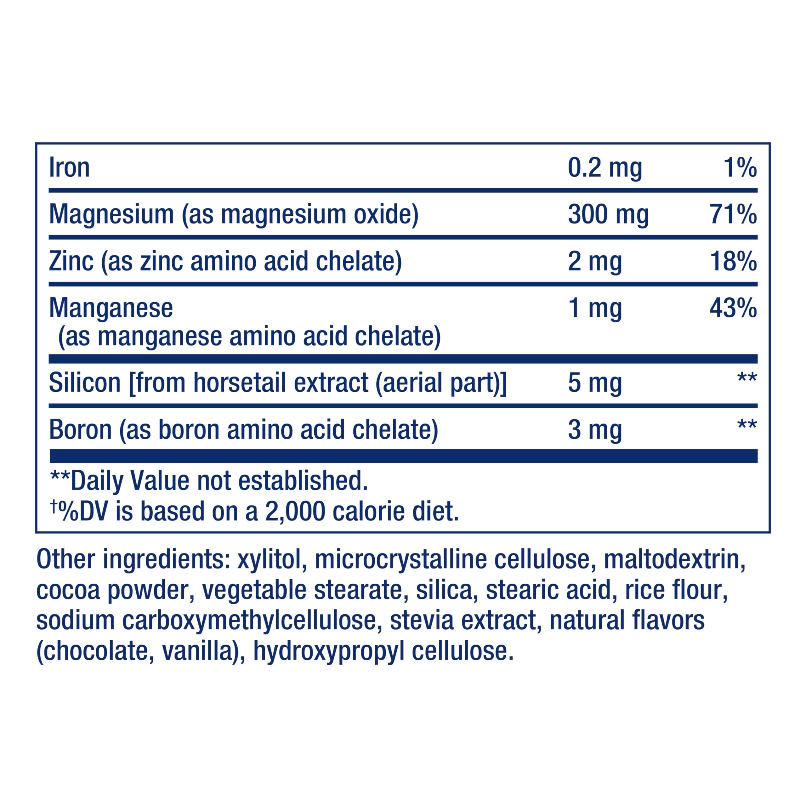 Life Extension etiqueta de ingredientes mostrando minerales incluidos