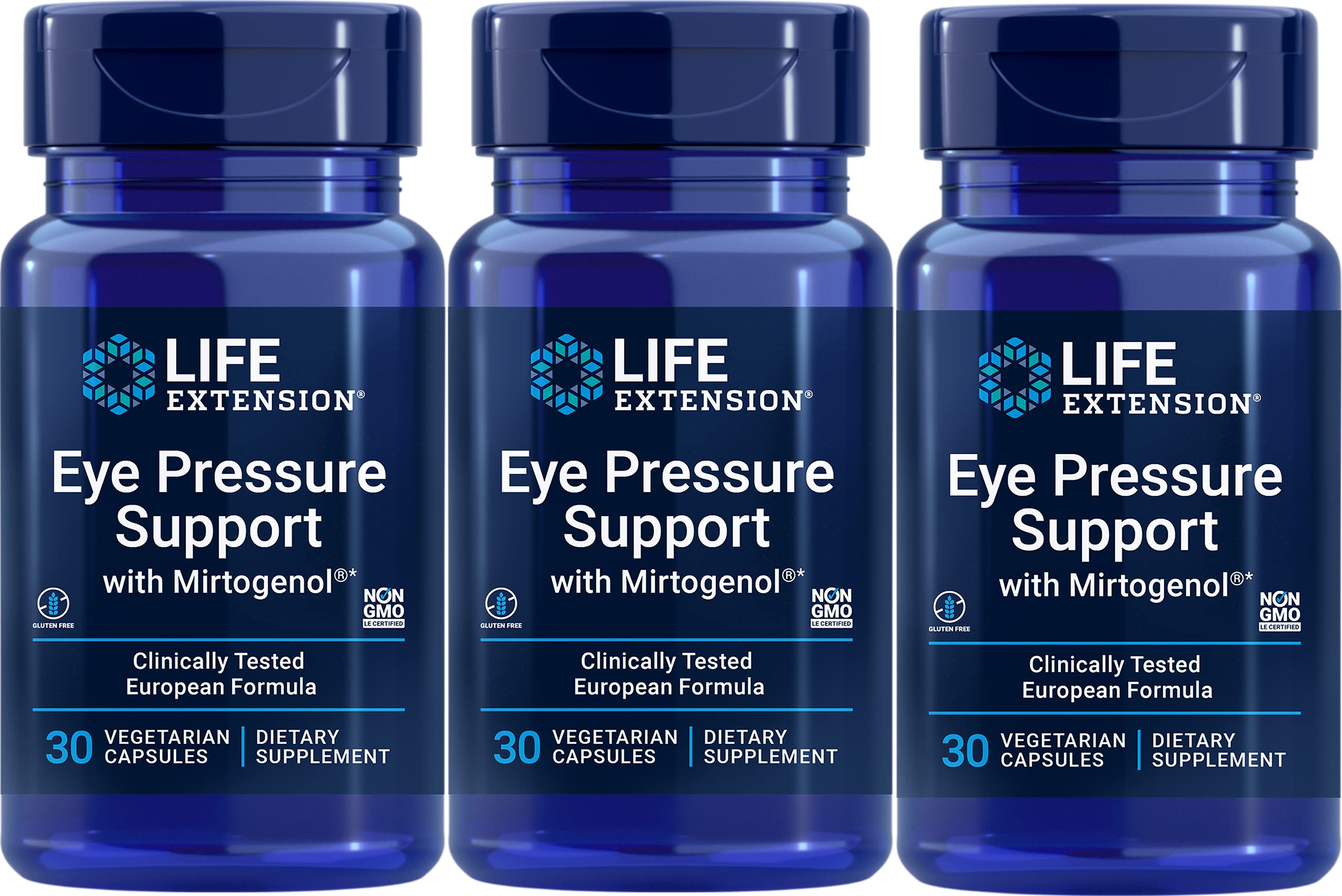 Life Extension frasco en una mesa junto a gafas, sugiere uso diario cómodo