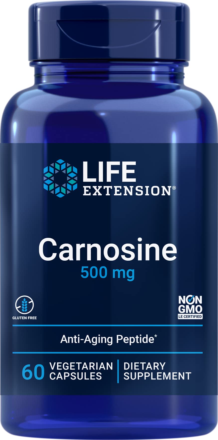 Life Extension frasco frontal mostrando cápsulas y beneficios visibles