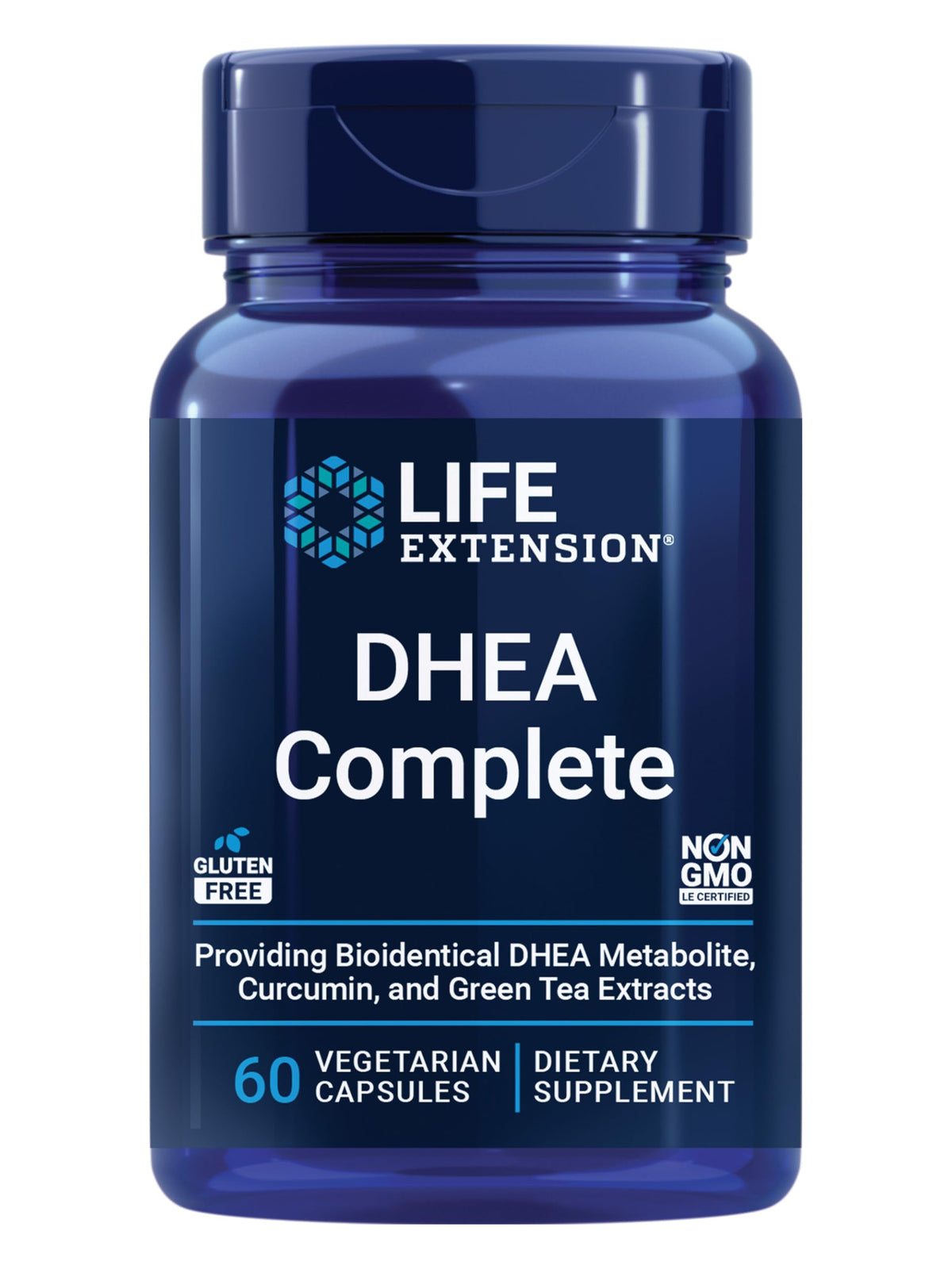 Life Extension botella frontal mostrando 60 cápsulas y beneficios de soporte