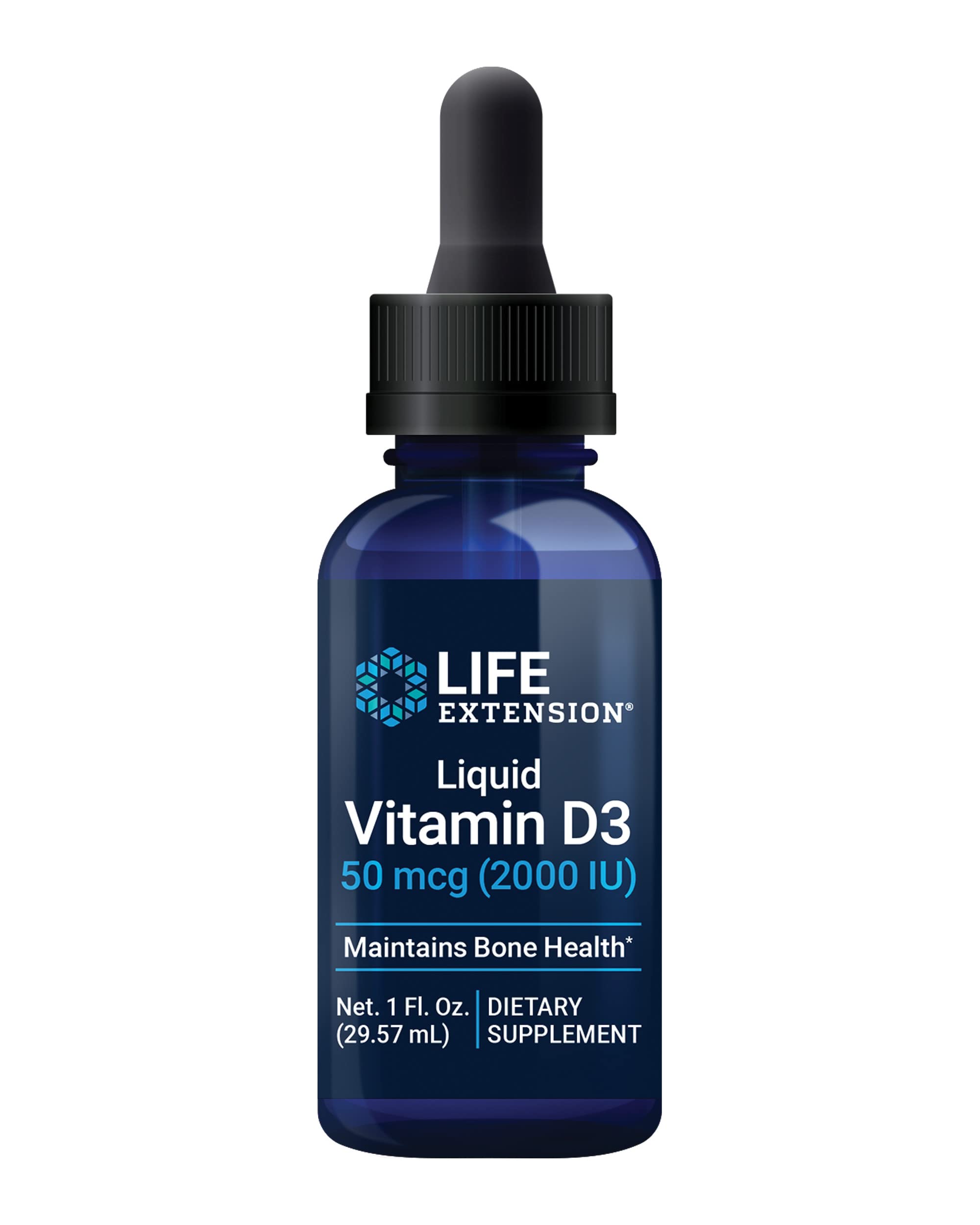 Life Extension envase frente mostrando etiqueta y volumen 29.57 ml beneficios claros