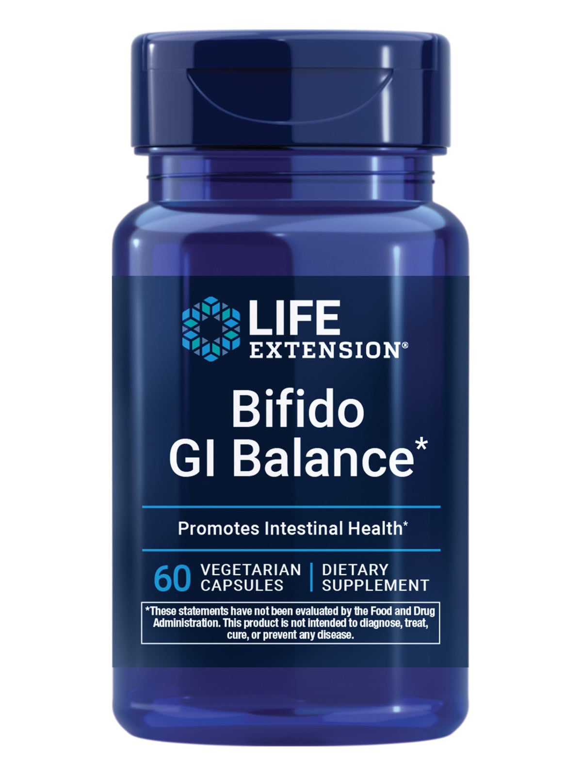 Life Extension frasco frontal mostrando Bifido GI Balance para apoyo digestivo