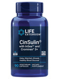 Life Extension frasco frontal de CinSulin con etiqueta clara y beneficios