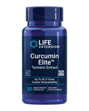 Life Extension frasco frontal mostrando Curcumin Elite y beneficios claros