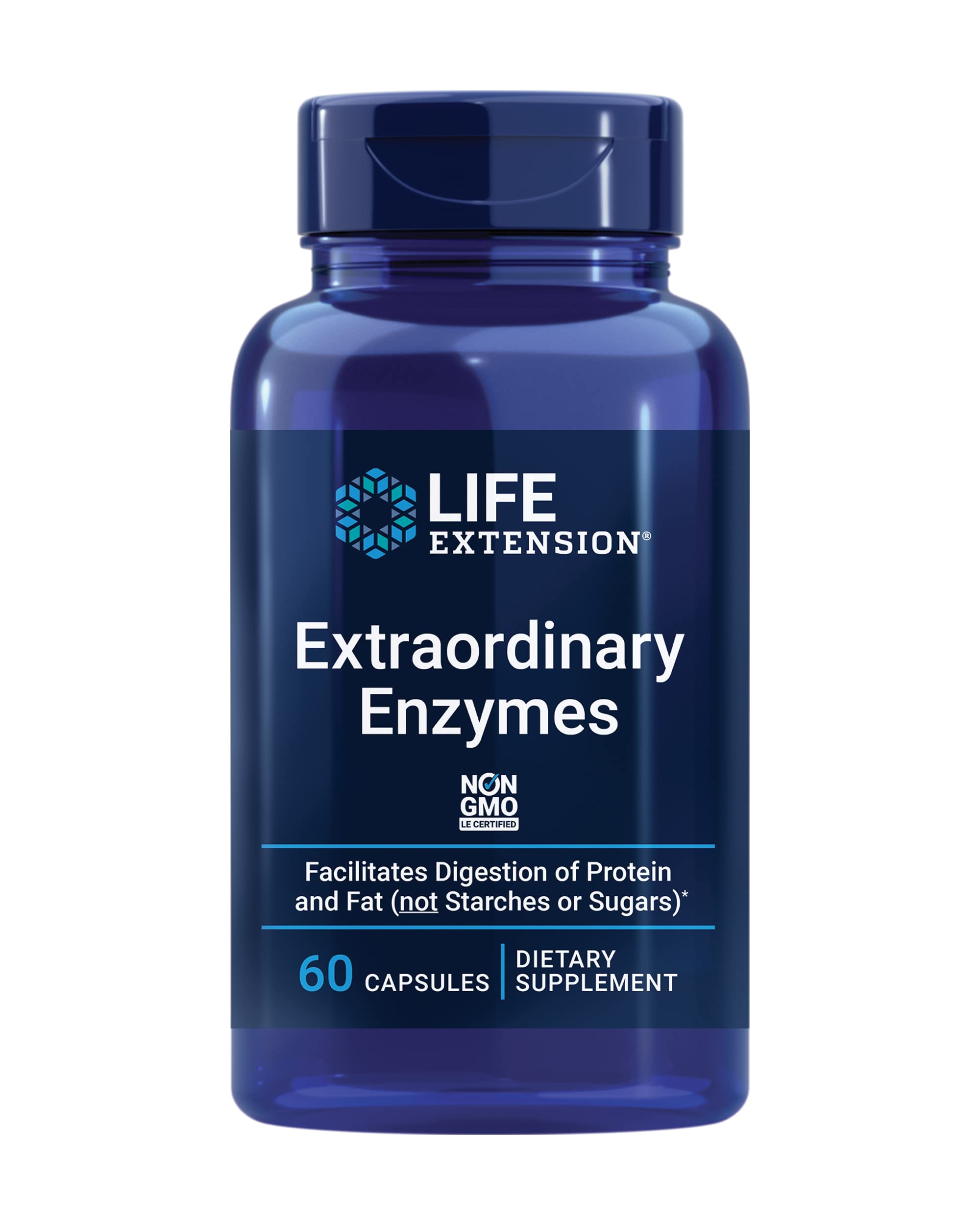 Life Extension frasco frontal mostrando etiqueta y beneficio digestivo