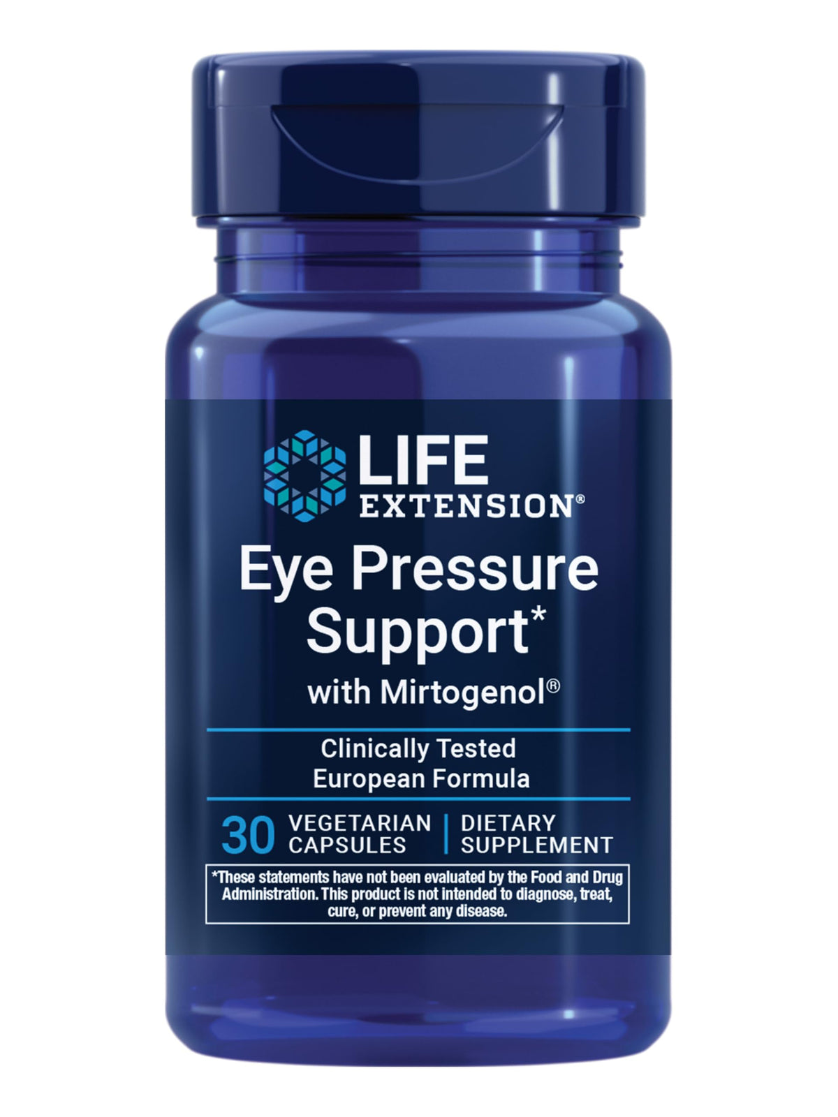 Life Extension frasco frontal mostrando la etiqueta y beneficio de soporte ocular