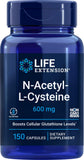 Life Extension frasco frontal de NAC 600 mg mostrando el envase y cantidad