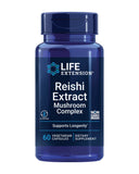 Life Extension frasco frontal del Reishi con etiquetas claras y beneficios