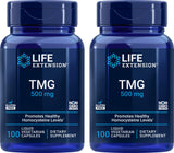 Life Extension frasco frontal TMG mostrando la marca y formato vegetariano