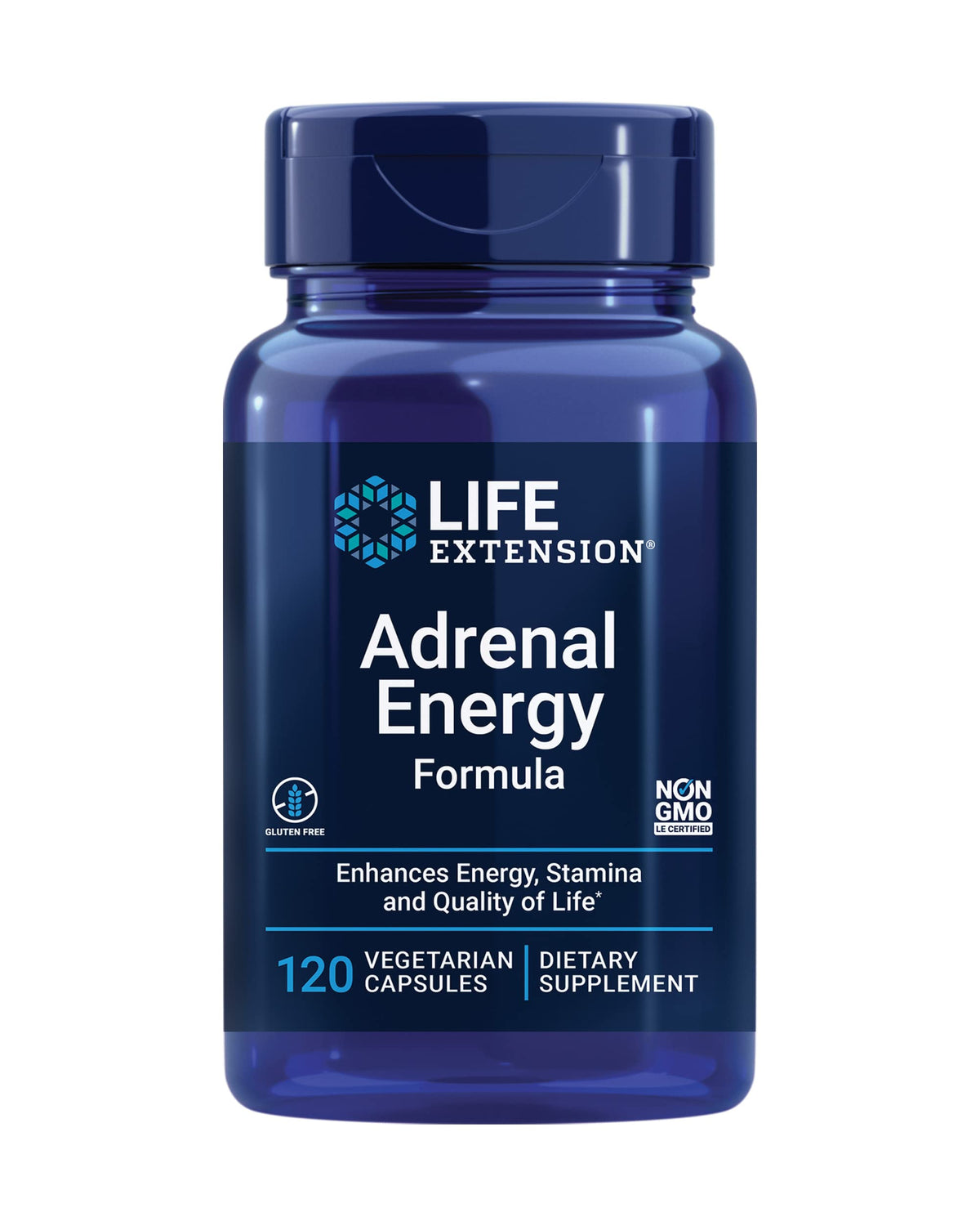 Life Extension frasco frontal mostrando etiqueta y beneficios