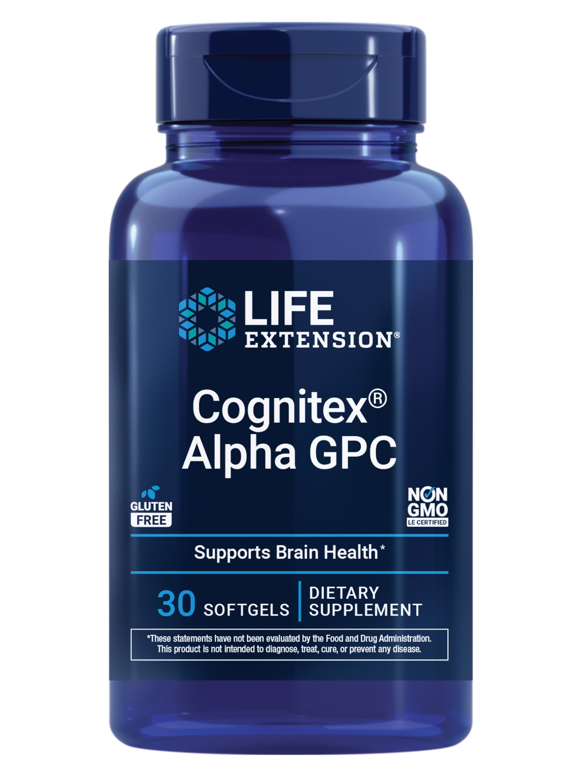 Life Extension frente del empaque Cognitex Basics, información clara y beneficios