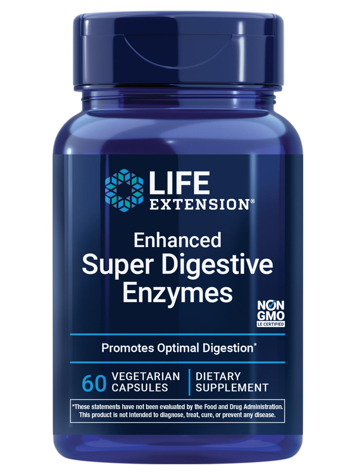 Life Extension frente del empaque mostrando 60 cápsulas y beneficios digestivos