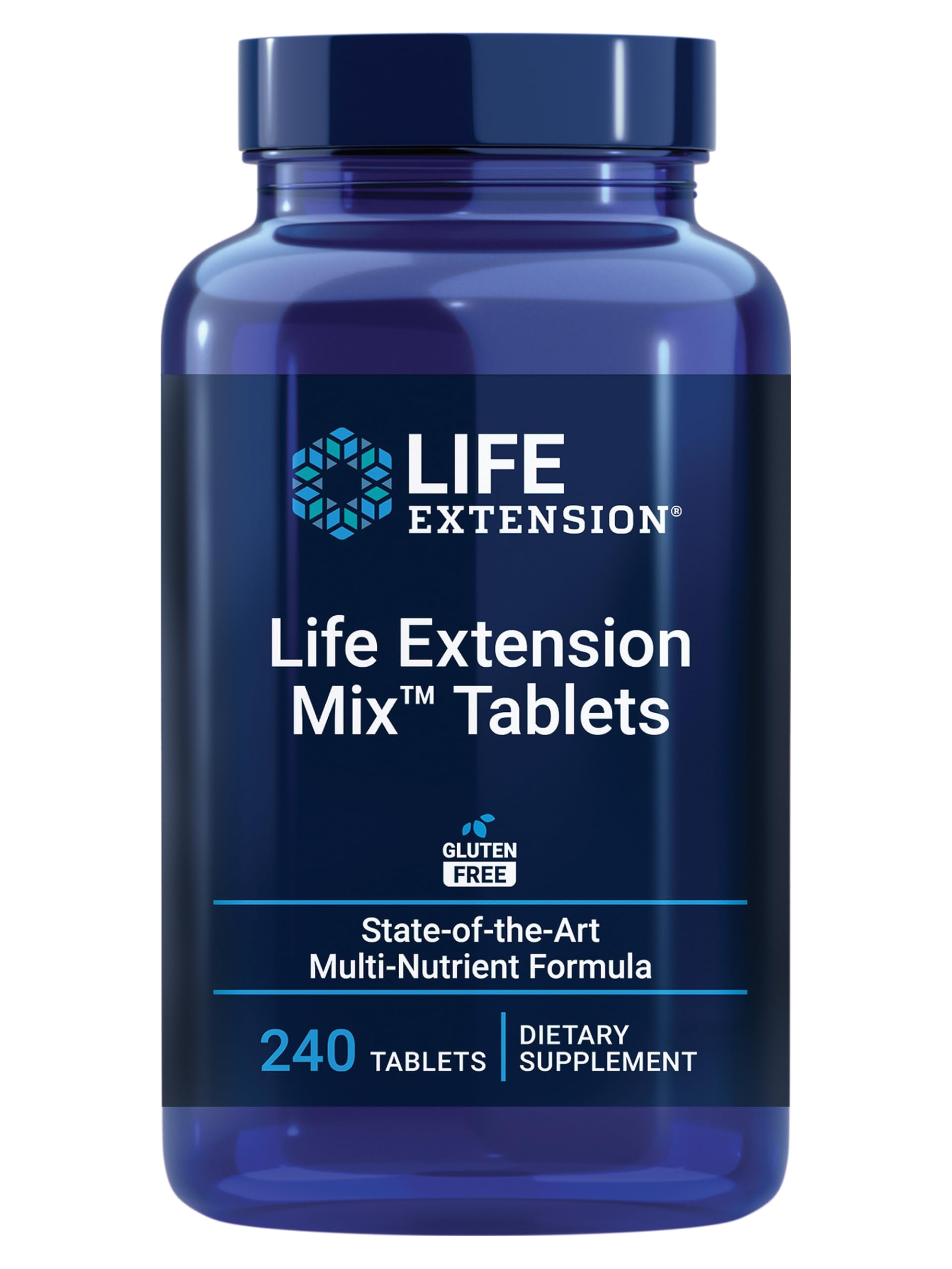 Life Extension envase frontal mostrando 240 tabletas y beneficio de fórmula completa