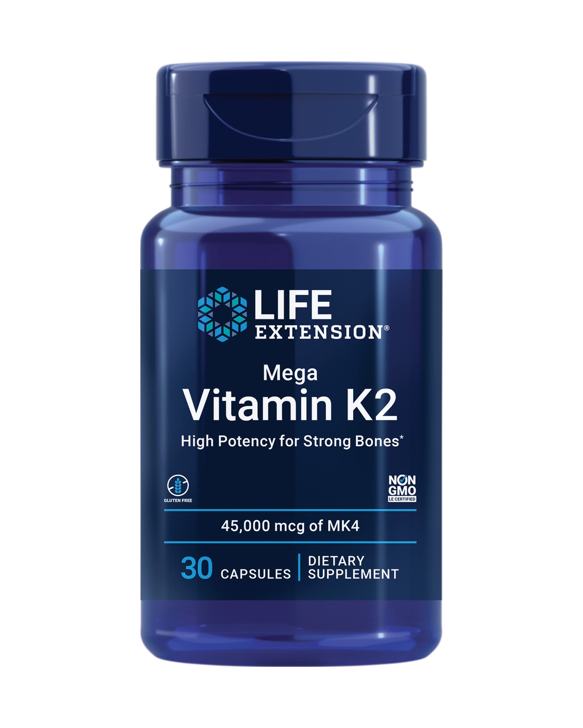 Life Extension frontal del envase mostrando el producto y beneficio de soporte óseo