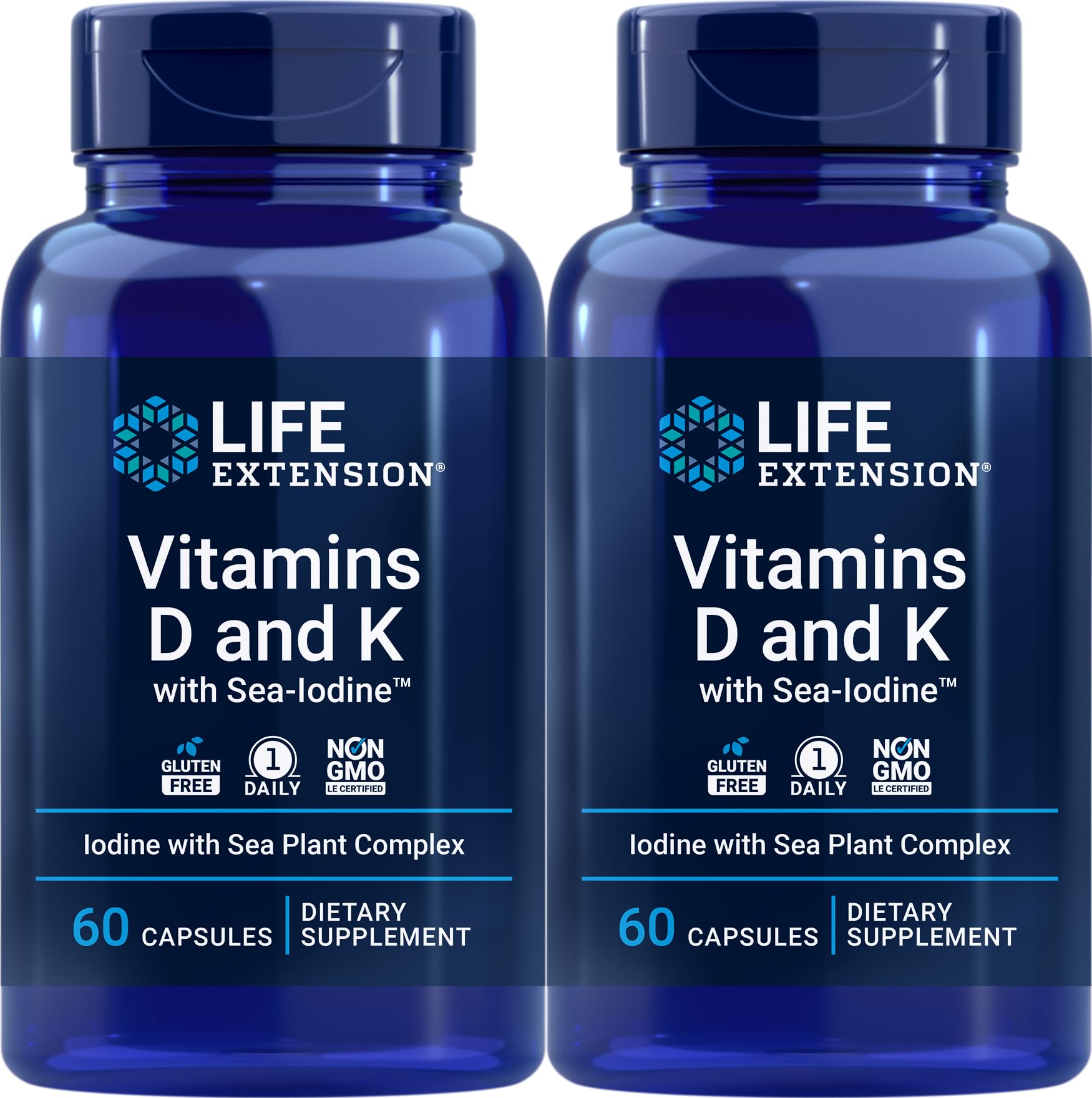 Life Extension envase frontal del pack doble mostrando la etiqueta y beneficios