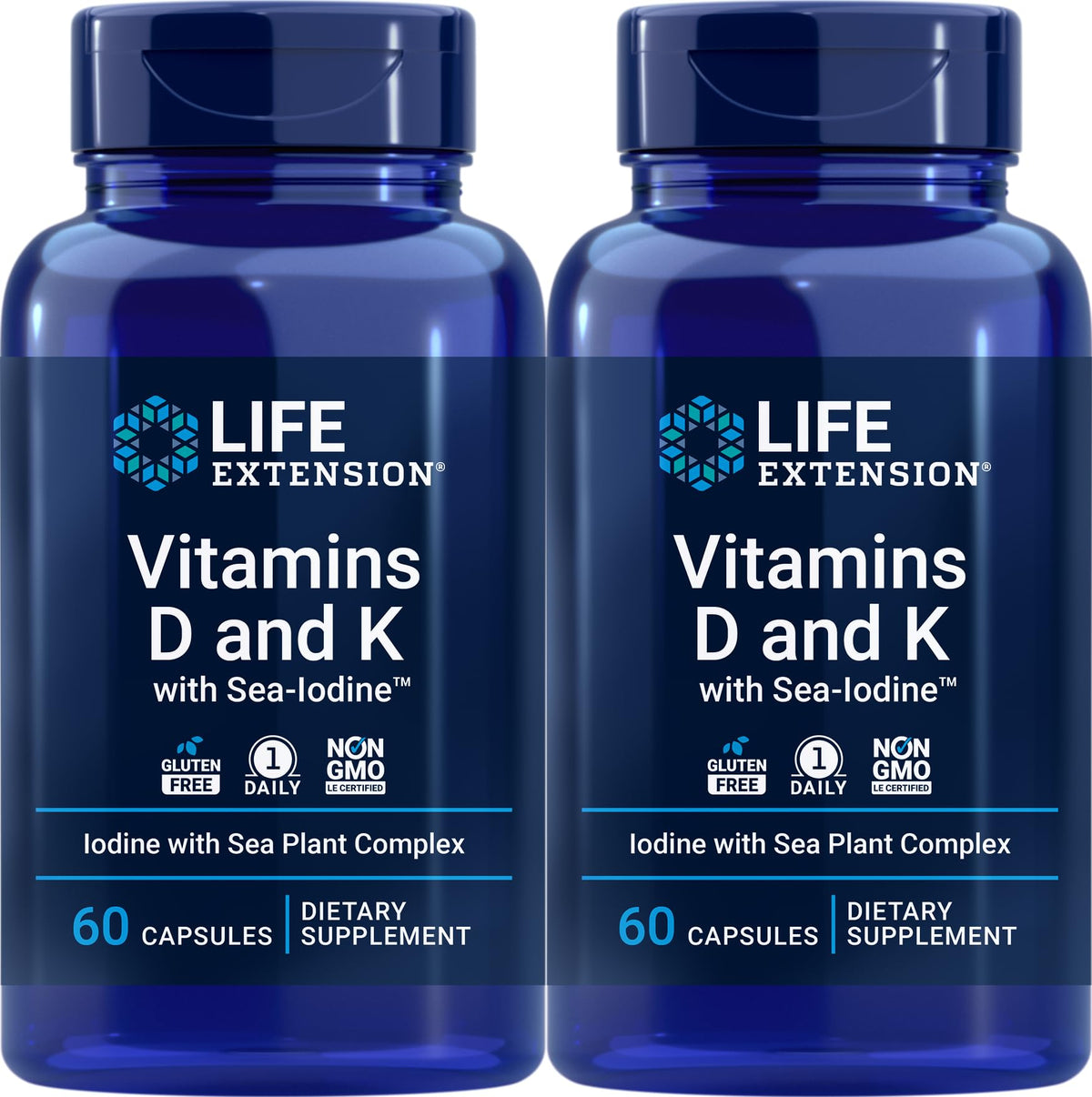 Life Extension envase frontal del pack doble mostrando la etiqueta y beneficios