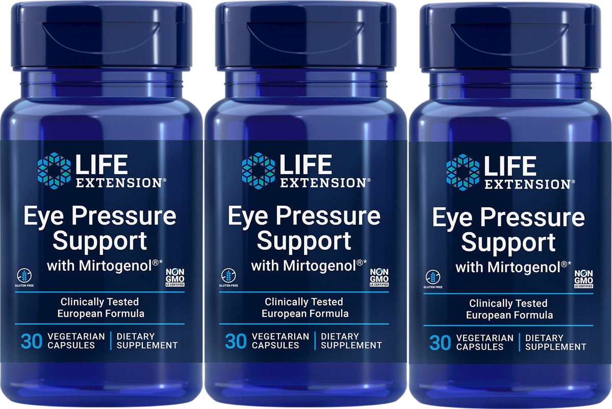 Life Extension frontal del envase mostrando el pack de 3 y beneficios claros