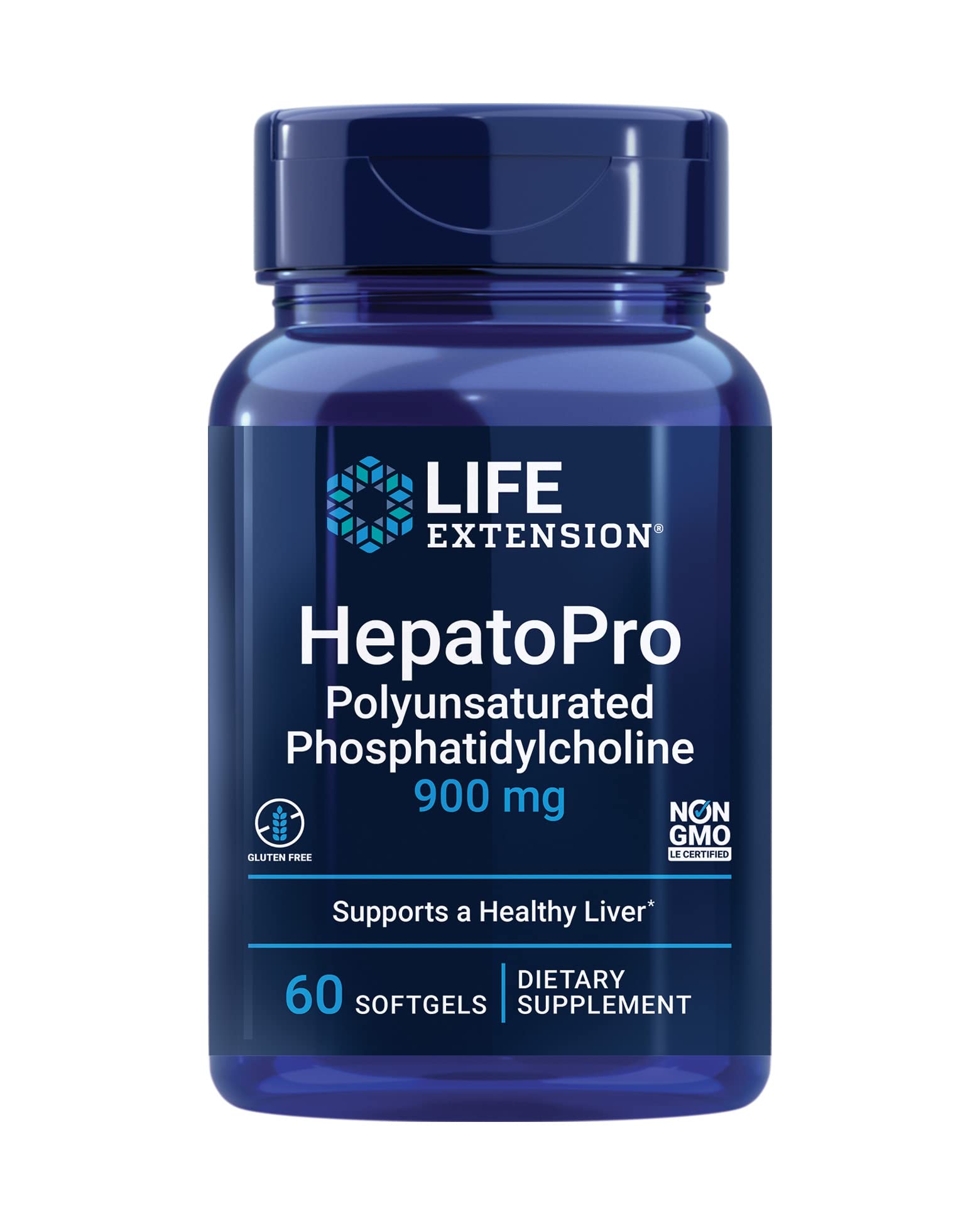 Life Extension frasco frontal mostrando 60 softgels y beneficios de PPC