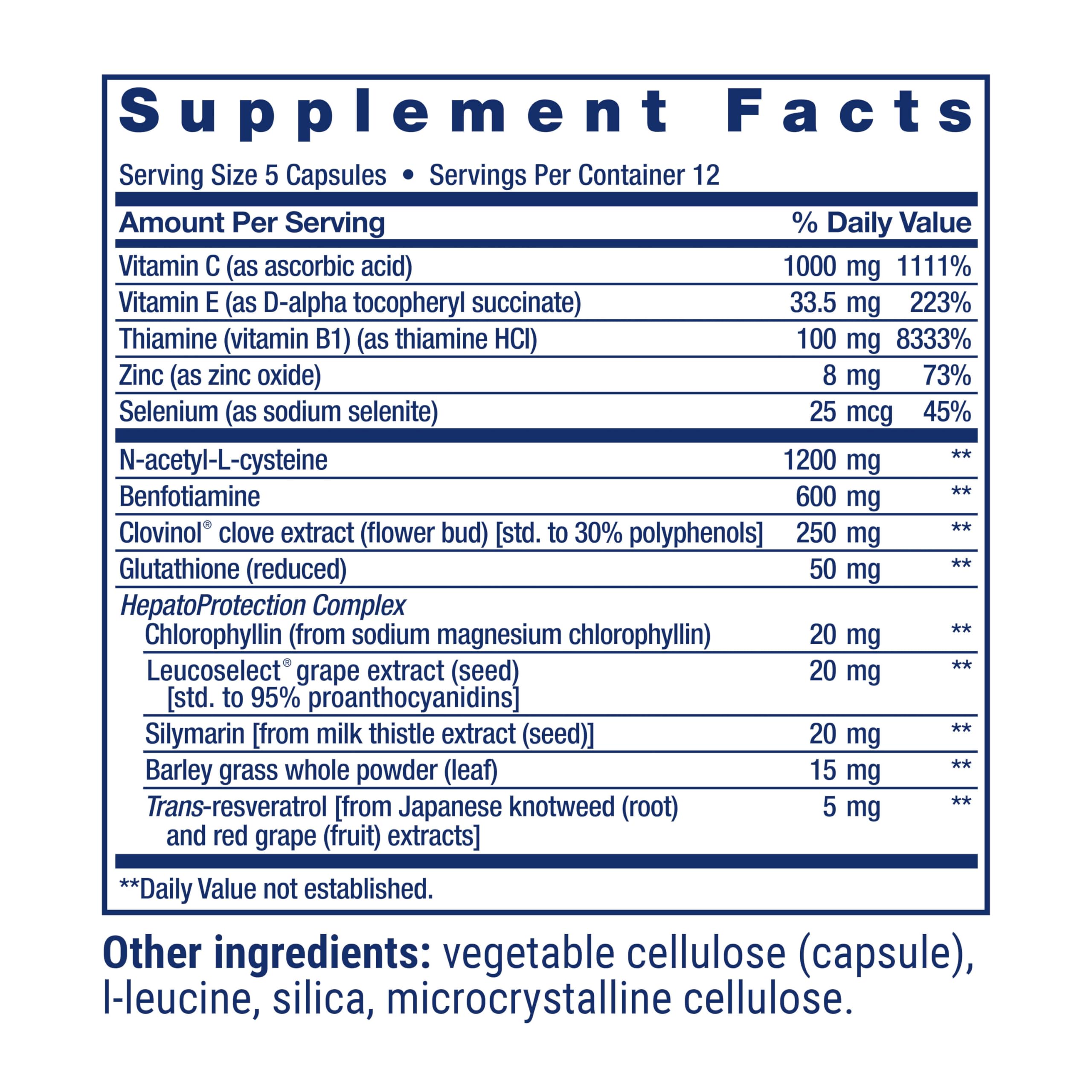 Life Extension etiqueta detallada con lista de ingredientes y perfiles