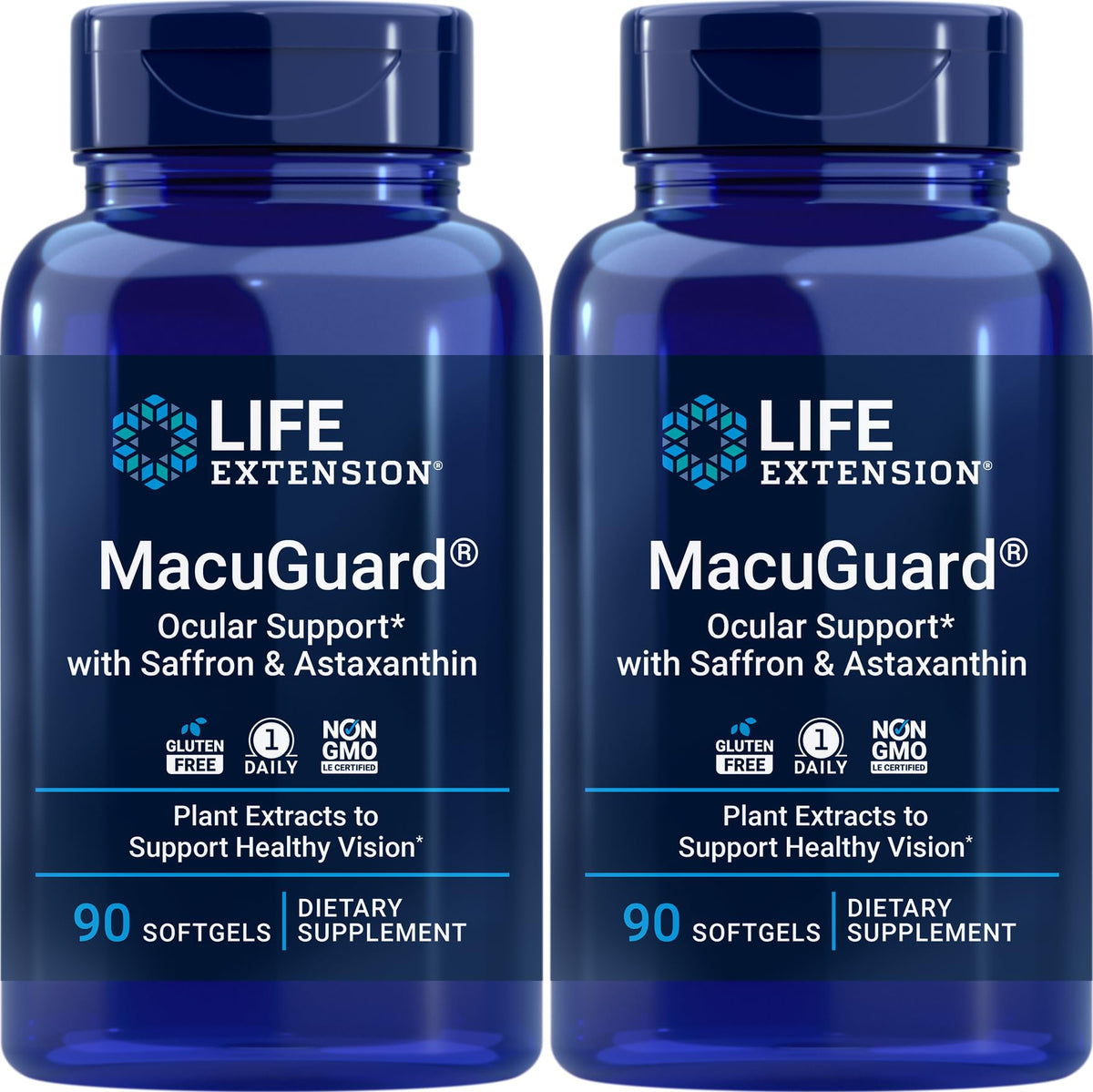 Life Extension MacuGuard vista frontal del envase mostrando confianza y calidad