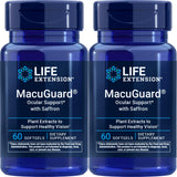 Life Extension frasco MacuGuard frontal mostrando el etiquetado y beneficios
