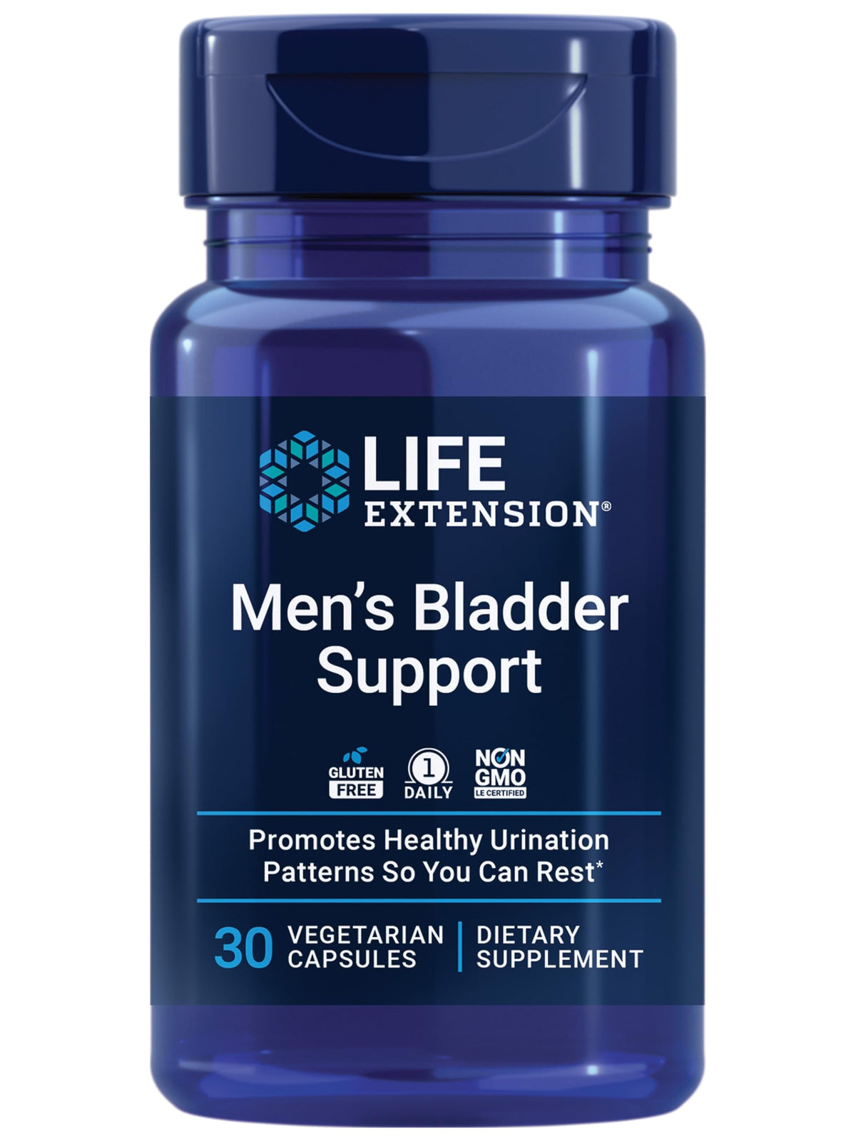 Life Extension frasco frontal mostrando 30 cápsulas y diseño claro