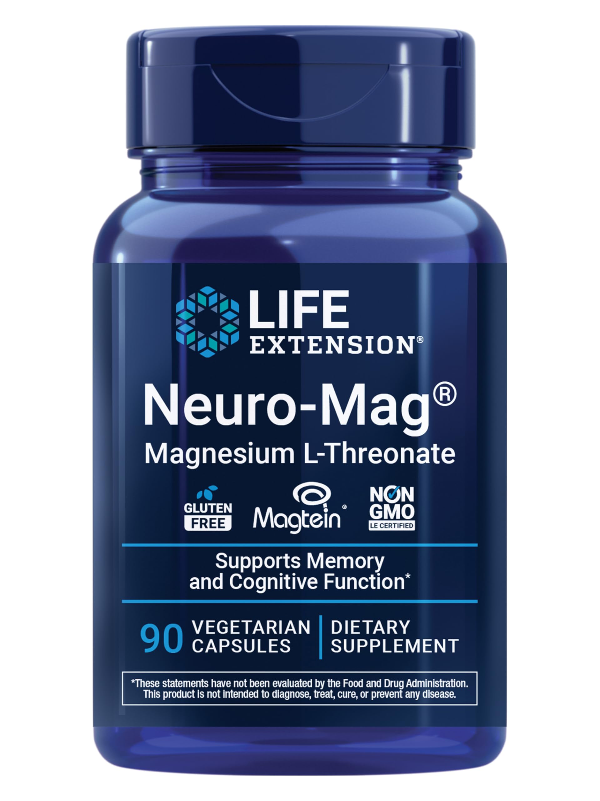 Life Extension envase frontal mostrando Neuro‑Mag para memoria