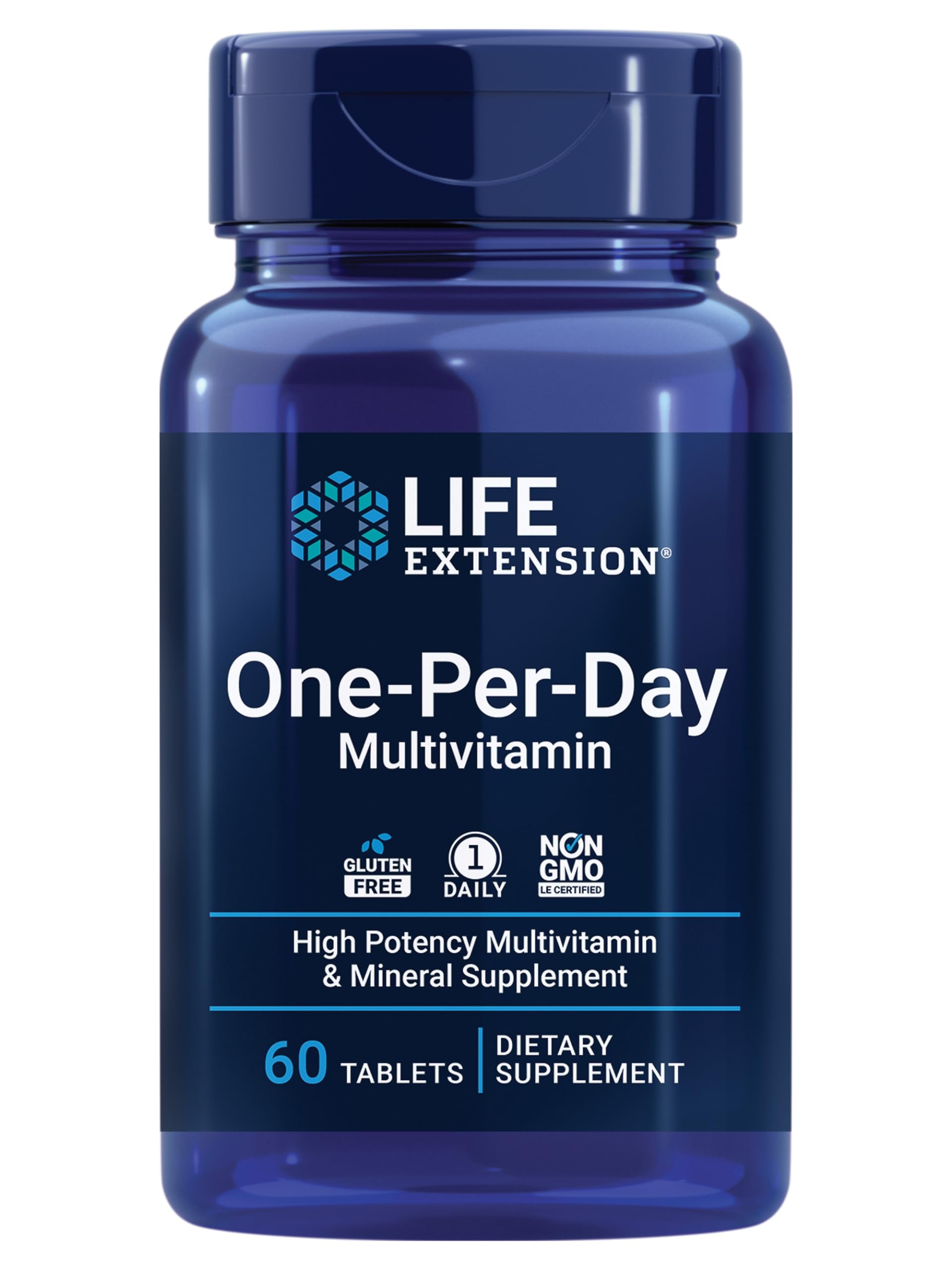 Life Extension frontal del envase mostrando 60 tabletas y beneficios clave
