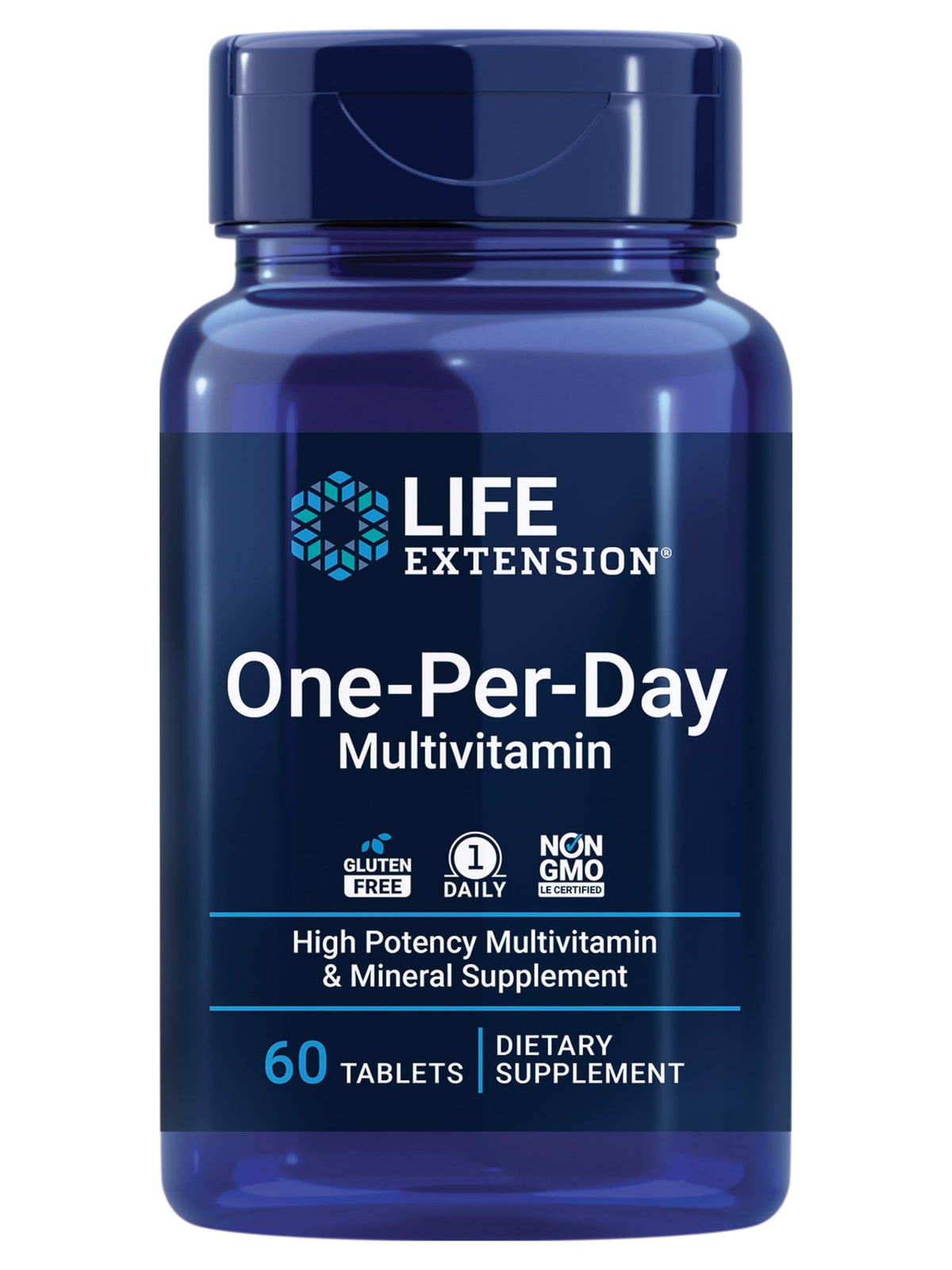 Life Extension frontal del envase mostrando 60 tabletas y beneficios clave
