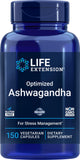 Life Extension frasco frontal de Optimized Ashwagandha mostrando el envase y cantidad