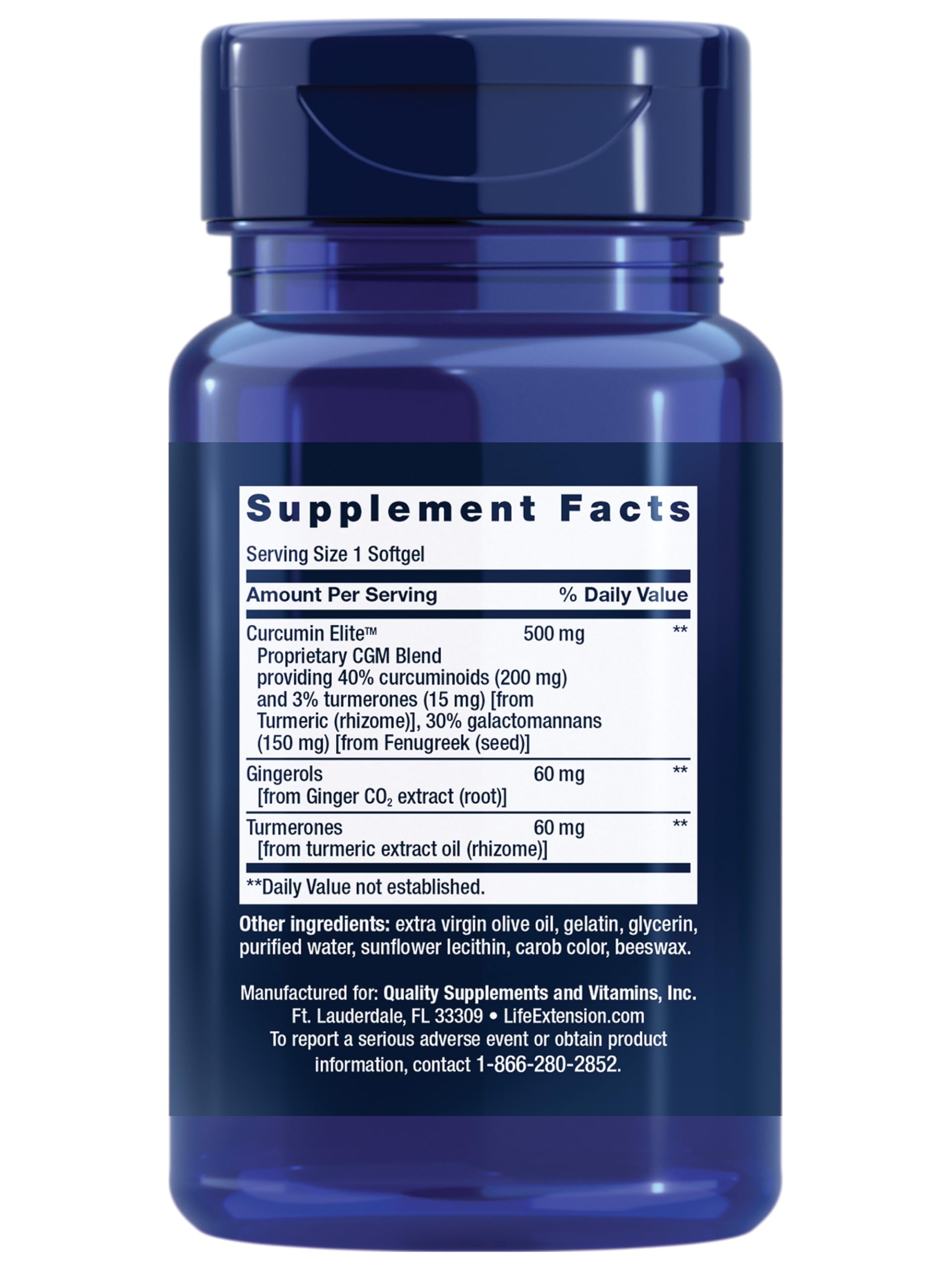 Life Extension lateral del packaging con texto de ingredientes y beneficios