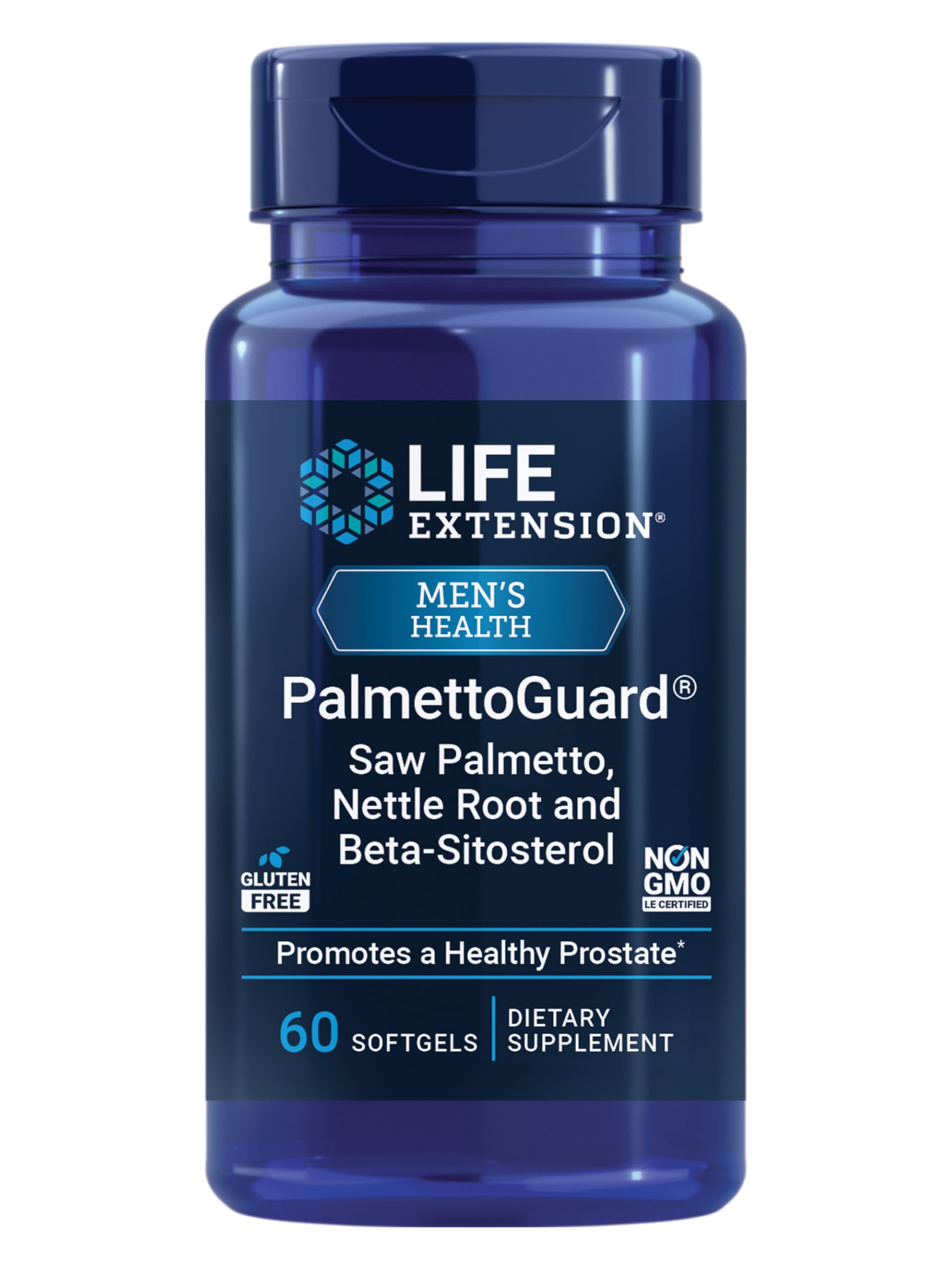 Life Extension botella frontal del producto que muestra aporte prostático